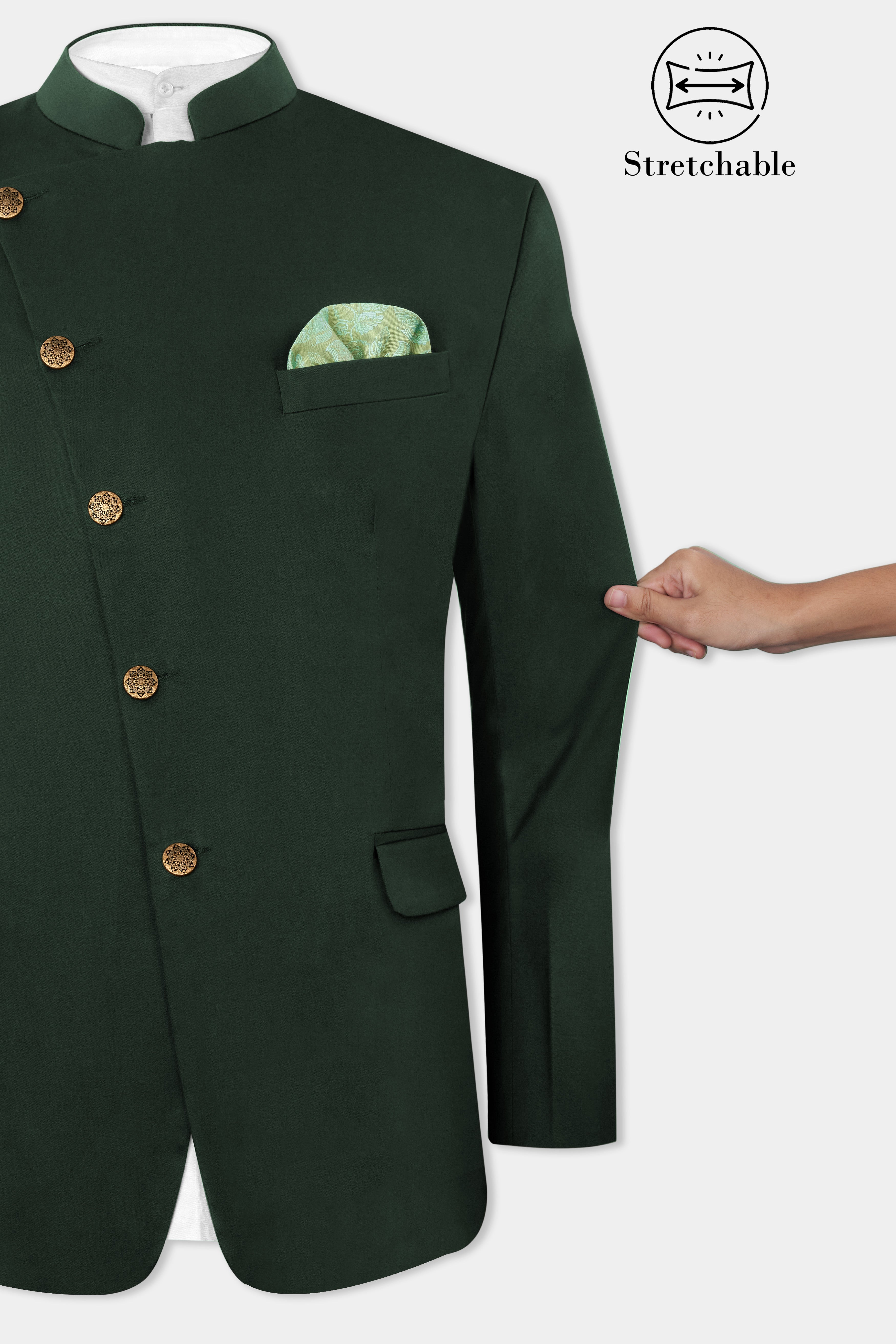 Heavy Metal Green Premium Cotton Cross Buttoned Bandhgala Stretchable Traveler Suit ST2777-CBG-36,ST2777-CBG-38,ST2777-CBG-40,ST2777-CBG-42,ST2777-CBG-44,ST2777-CBG-46,ST2777-CBG-48,ST2777-CBG-50,ST2777-CBG-52,ST2777-CBG-54,ST2777-CBG-56,ST2777-CBG-58,ST2777-CBG-60