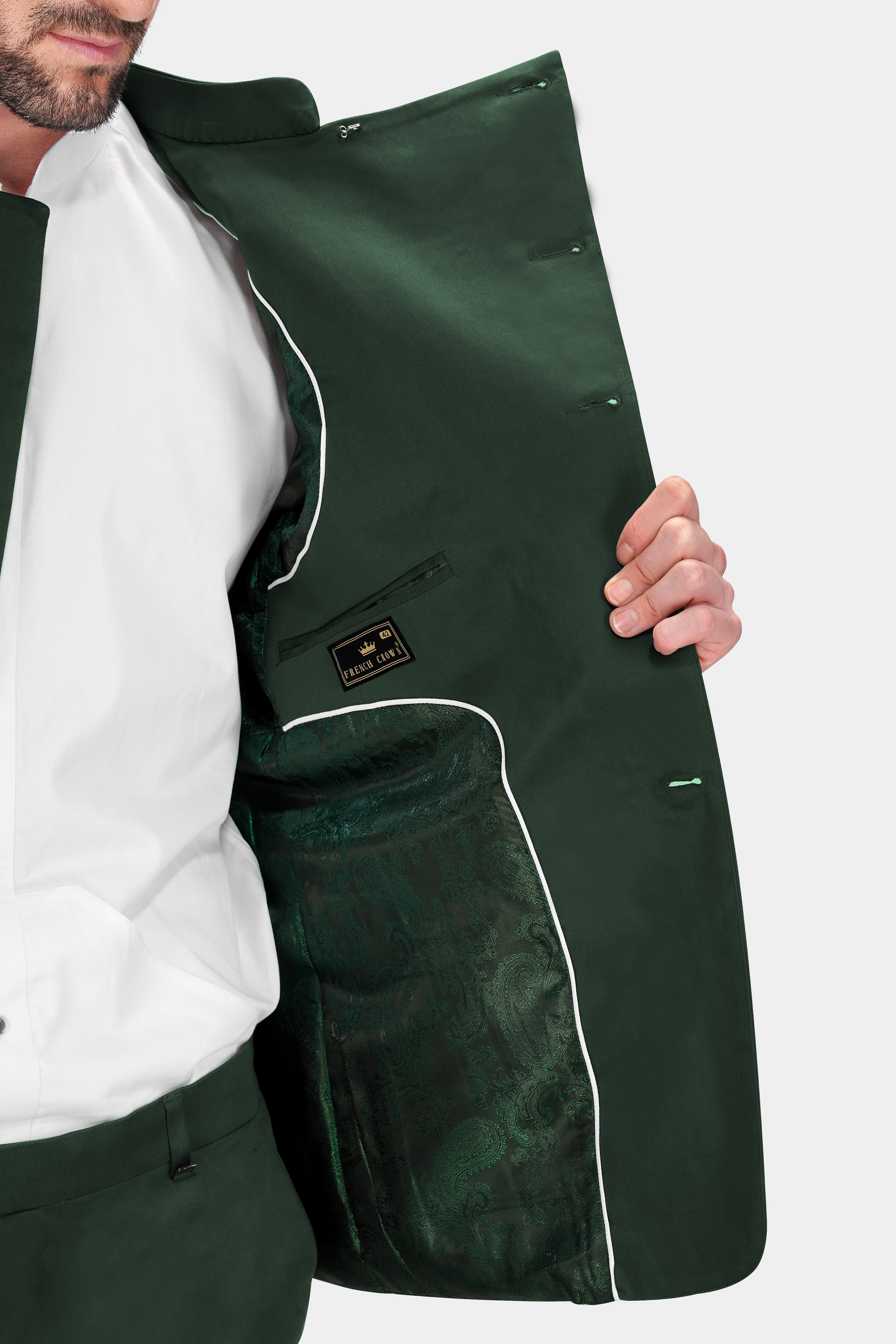 Heavy Metal Green Premium Cotton Cross Buttoned Bandhgala Stretchable Traveler Suit ST2777-CBG-36,ST2777-CBG-38,ST2777-CBG-40,ST2777-CBG-42,ST2777-CBG-44,ST2777-CBG-46,ST2777-CBG-48,ST2777-CBG-50,ST2777-CBG-52,ST2777-CBG-54,ST2777-CBG-56,ST2777-CBG-58,ST2777-CBG-60