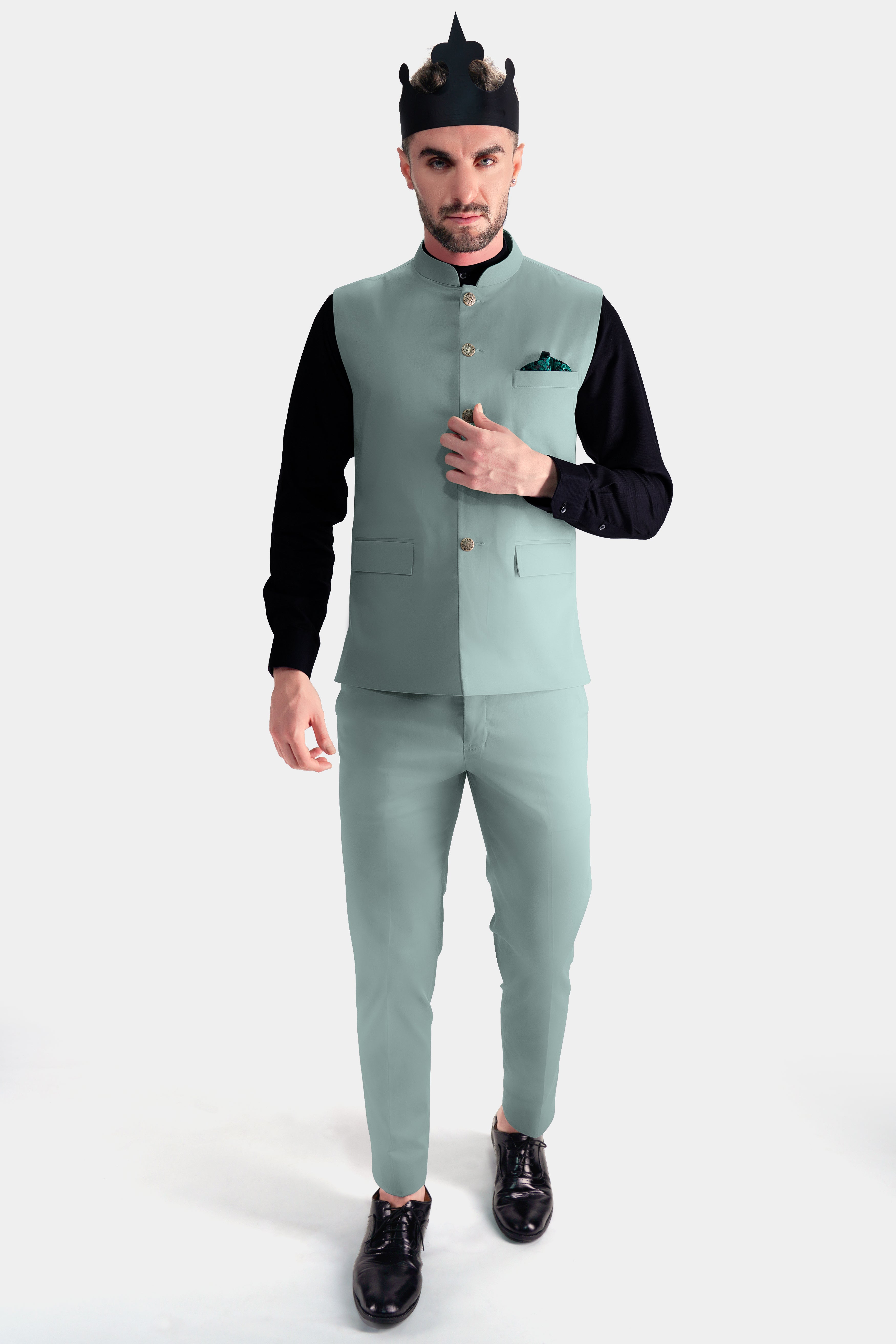 Edward Blue Premium Cotton Cross Placket Bandhgala Stretchable Traveler Suit ST2792-CBG-36, ST2792-CBG-38, ST2792-CBG-40, ST2792-CBG-42, ST2792-CBG-44, ST2792-CBG-46, ST2792-CBG-48, ST2792-CBG-50, ST2792-CBG-52, ST2792-CBG-54, ST2792-CBG-56, ST2792-CBG-58, ST2792-CBG-60