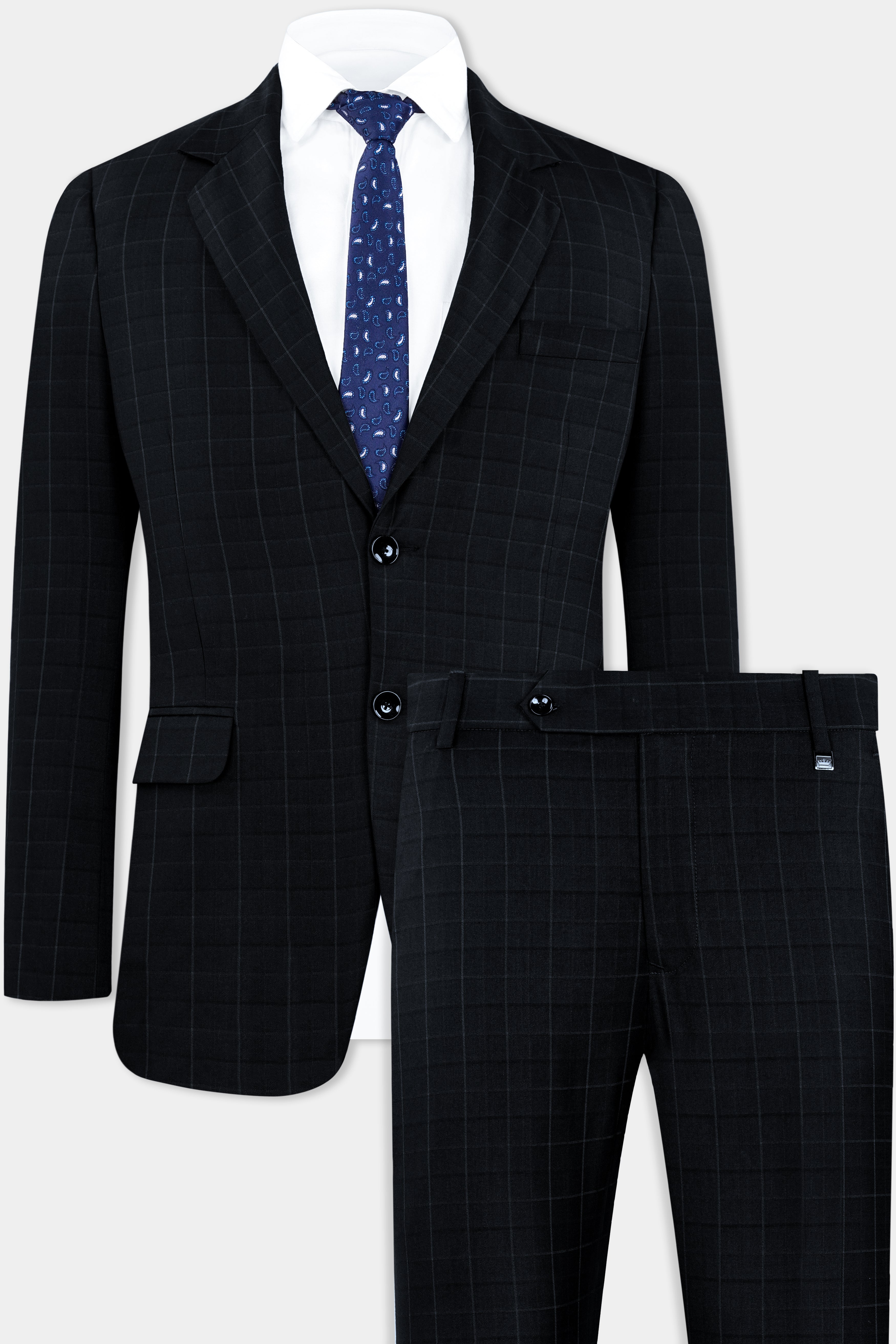 Jade Black Subtle Checkered Wool Rich Suit ST2909-SB-36,ST2909-SB-38,ST2909-SB-40,ST2909-SB-42,ST2909-SB-44,ST2909-SB-46,ST2909-SB-48,ST2909-SB-50,ST2909-SB-52,ST2909-SB-54,ST2909-SB-56,ST2909-SB-58,ST2909-SB-60