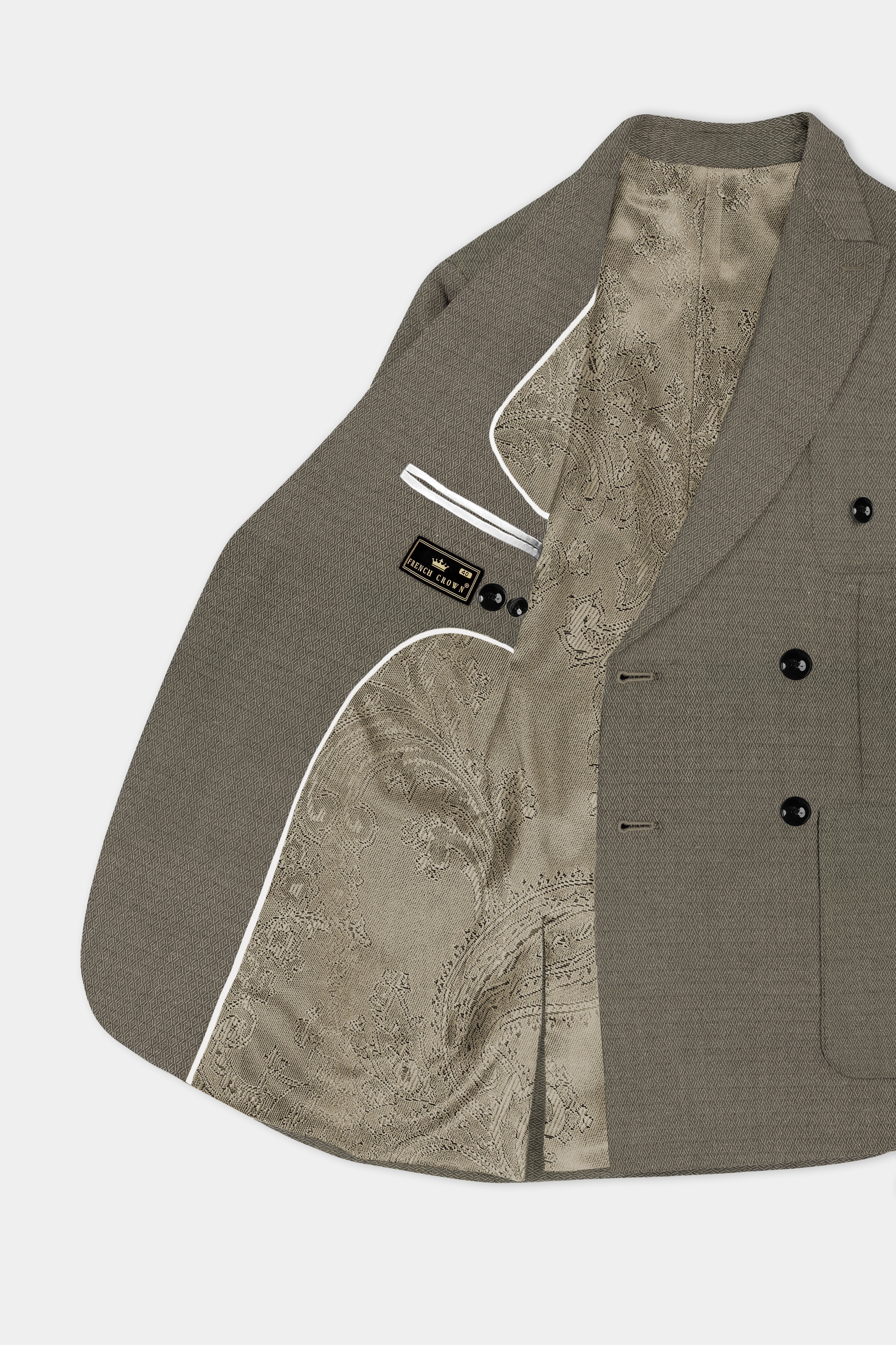 Wenge Brown Dobby Textured wool blend Double breasted Suit