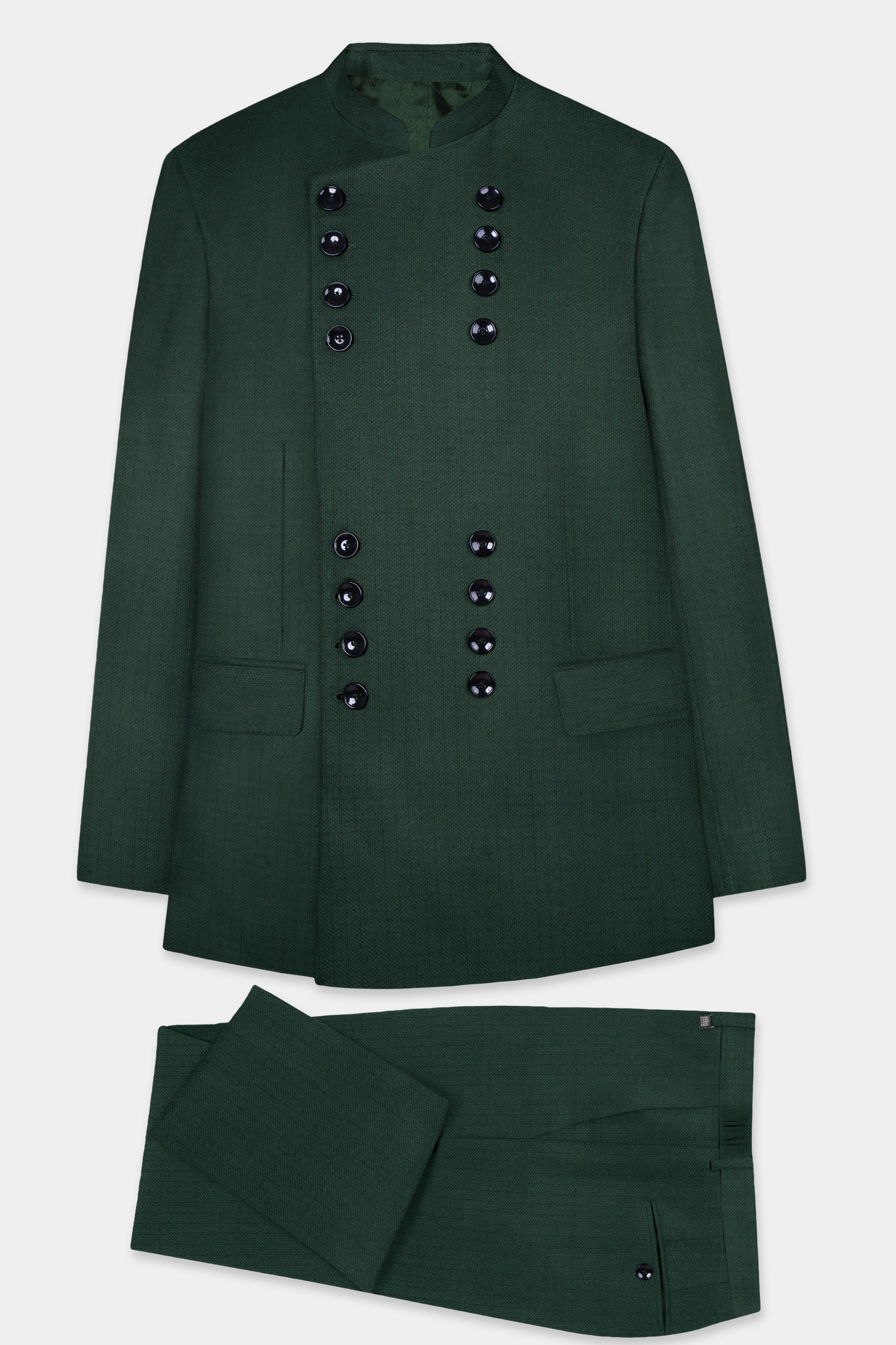 Everglade Green Micro Checkered Wool Rich Suit