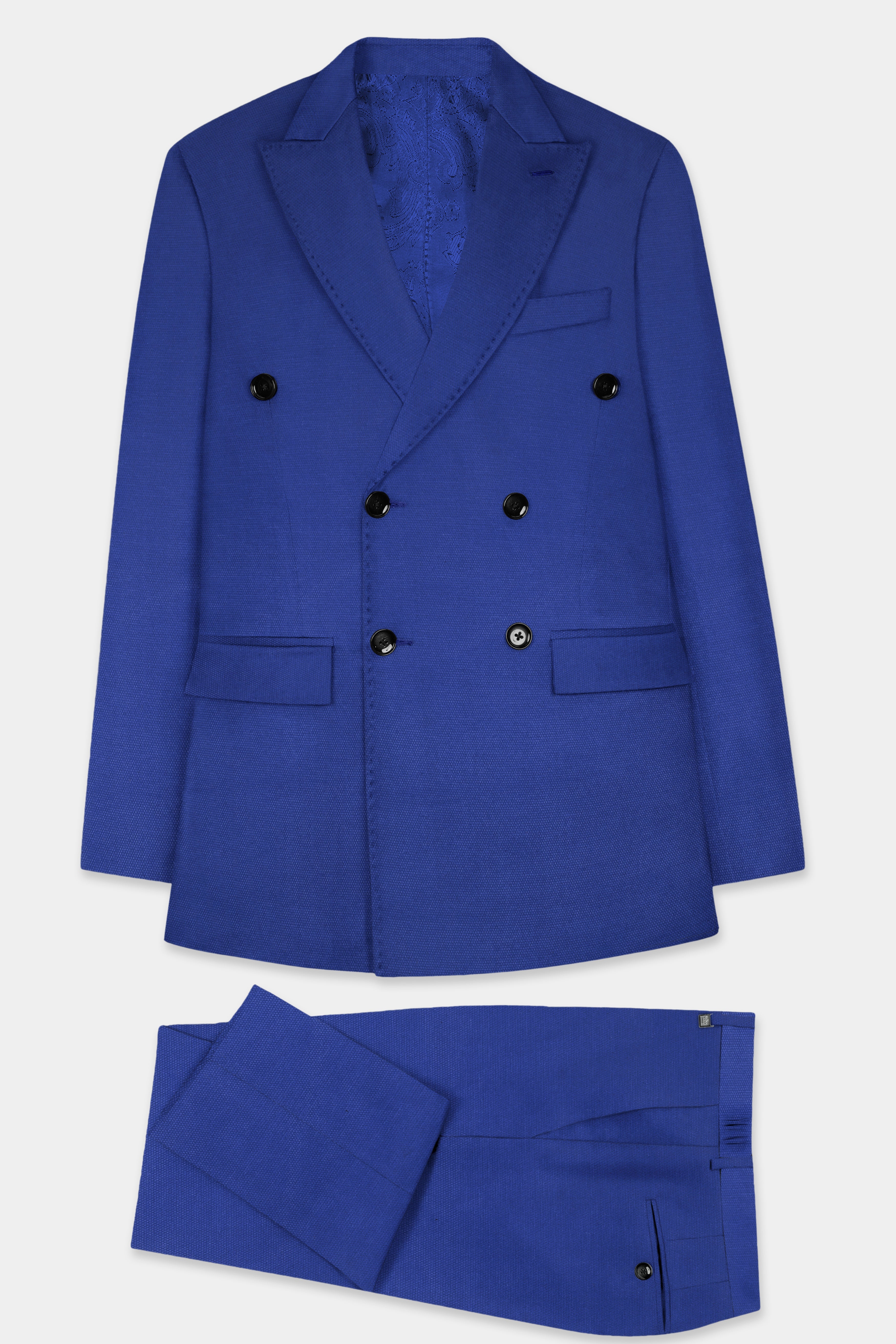 Catalina Blue Double-Breasted Wool Blend Suit