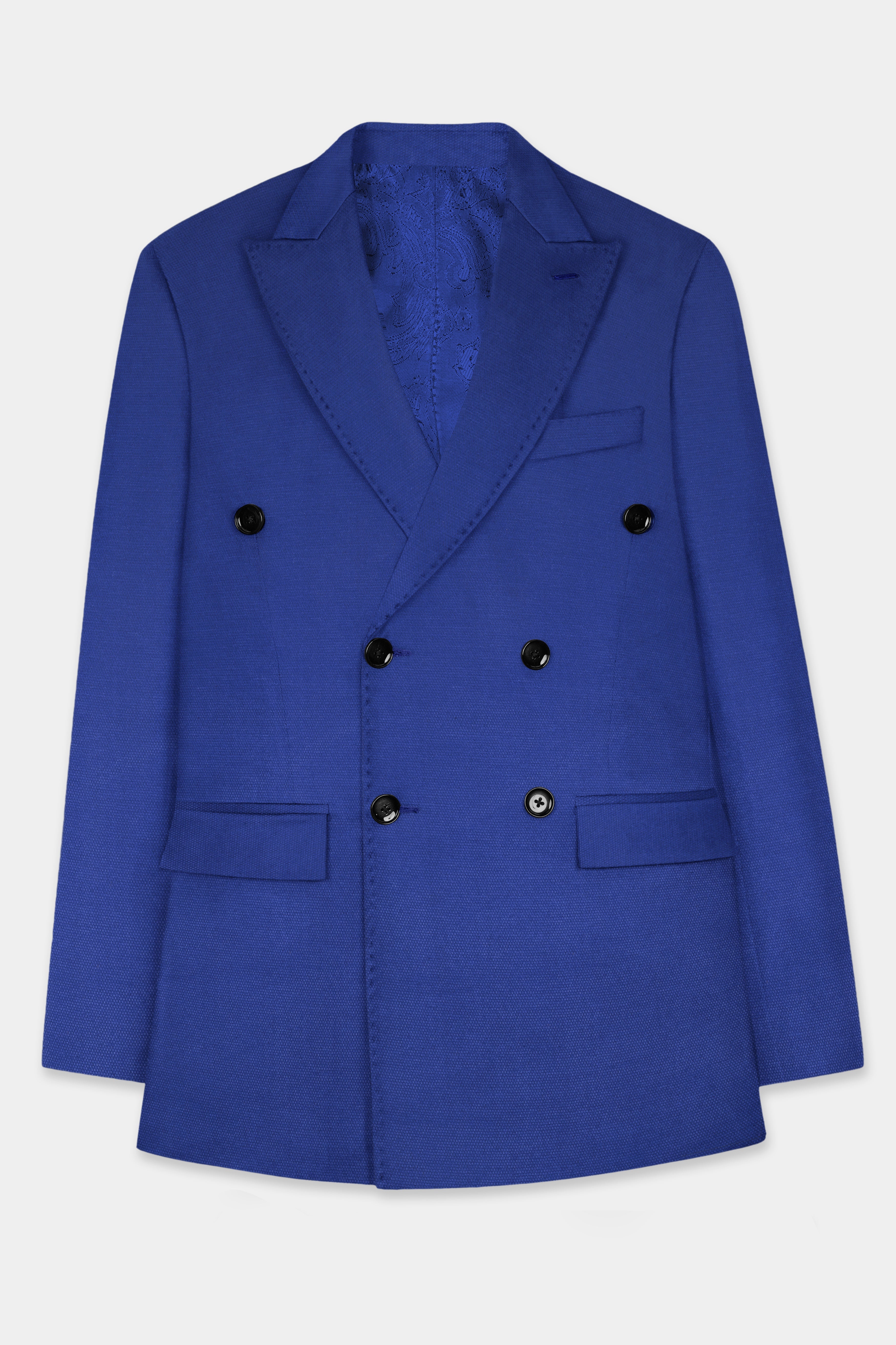 Catalina Blue Double-Breasted Wool Blend Suit