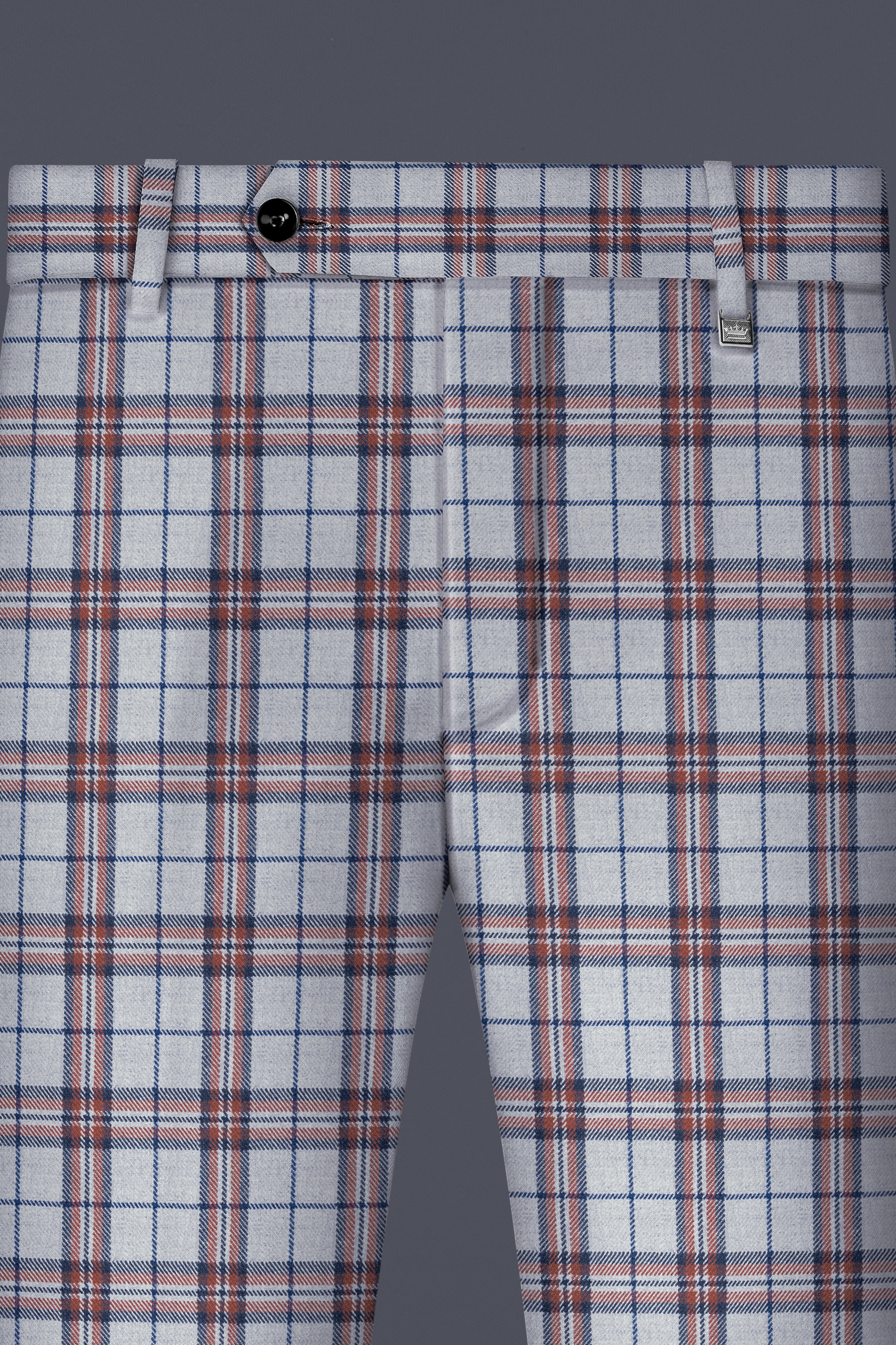 Cadet Grey with Maroon and Blue Plaid Double Breasted Tweed Suit