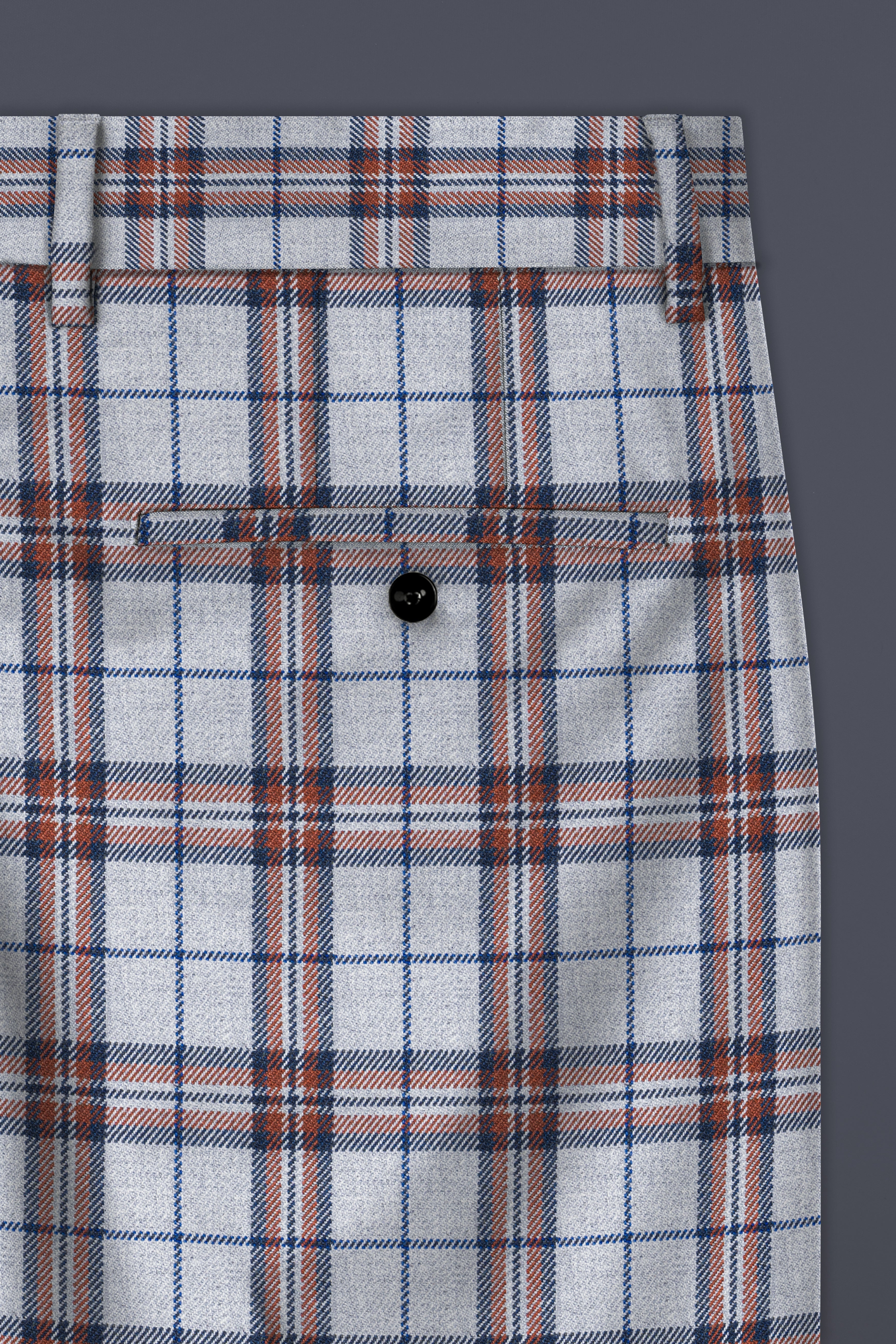 Cadet Grey with Maroon and Blue Plaid Double Breasted Tweed Suit