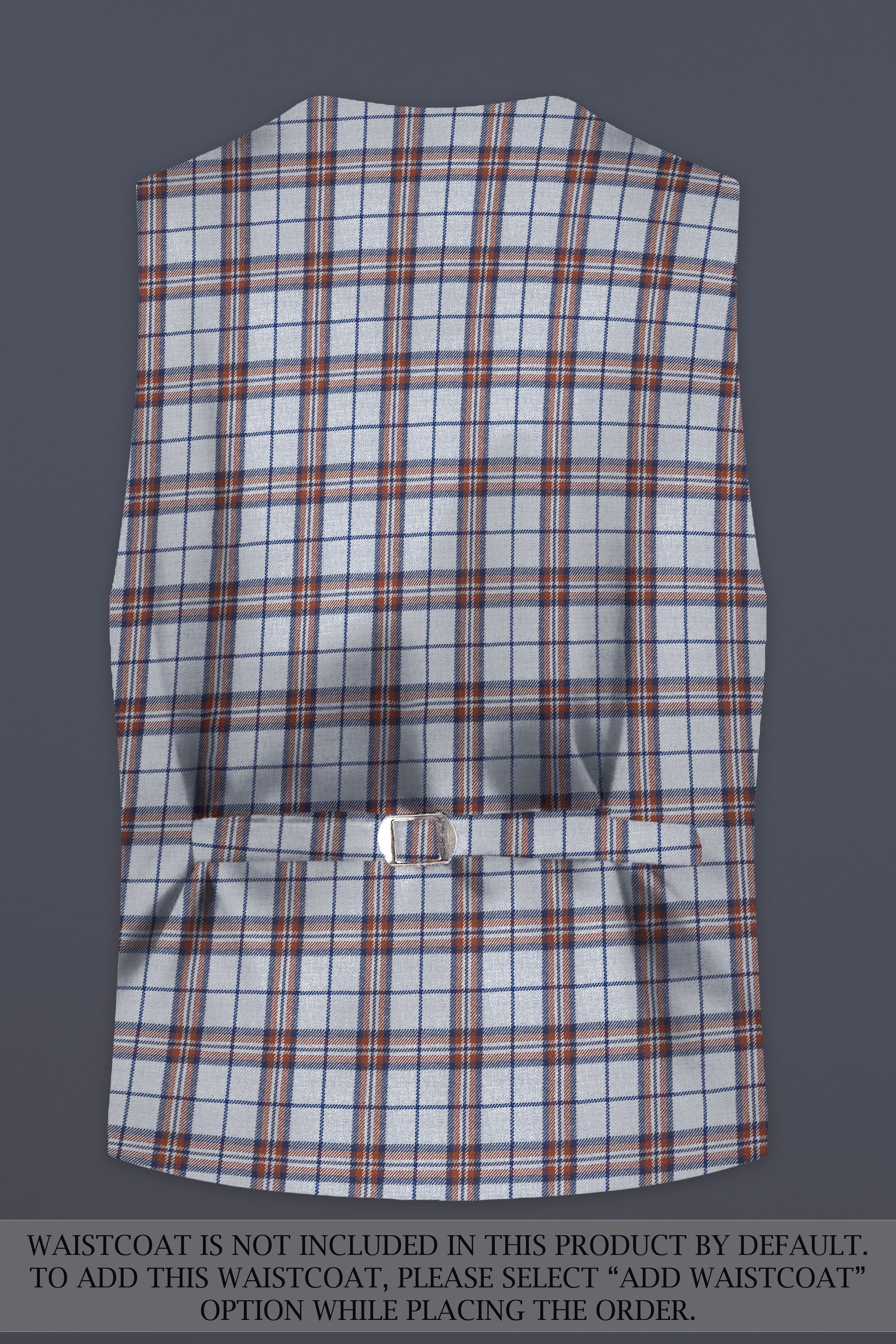 Cadet Grey with Maroon and Blue Plaid Double Breasted Tweed Suit