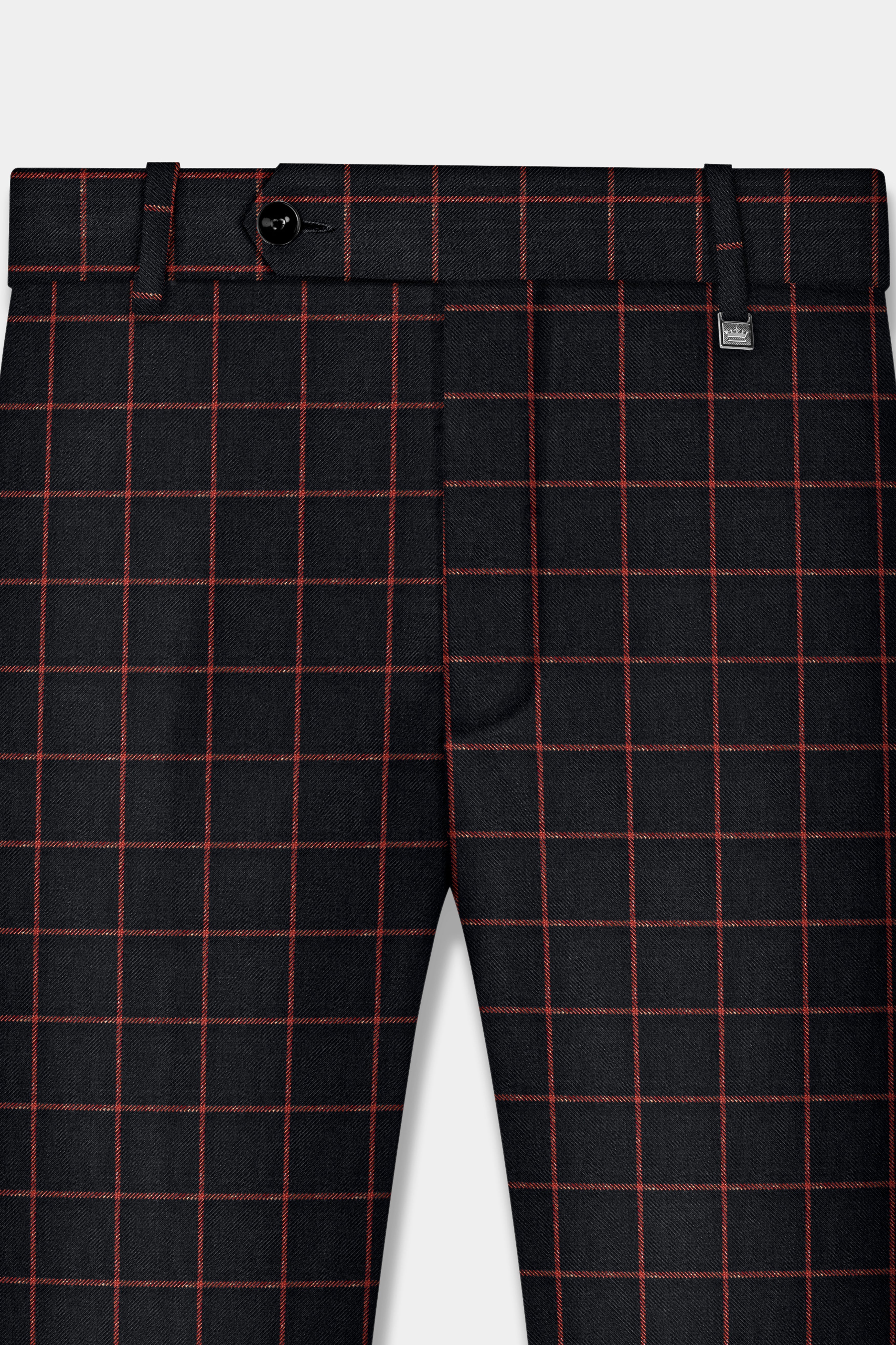 Moccaccino Black Windowpane Double Breasted Tweed Suit