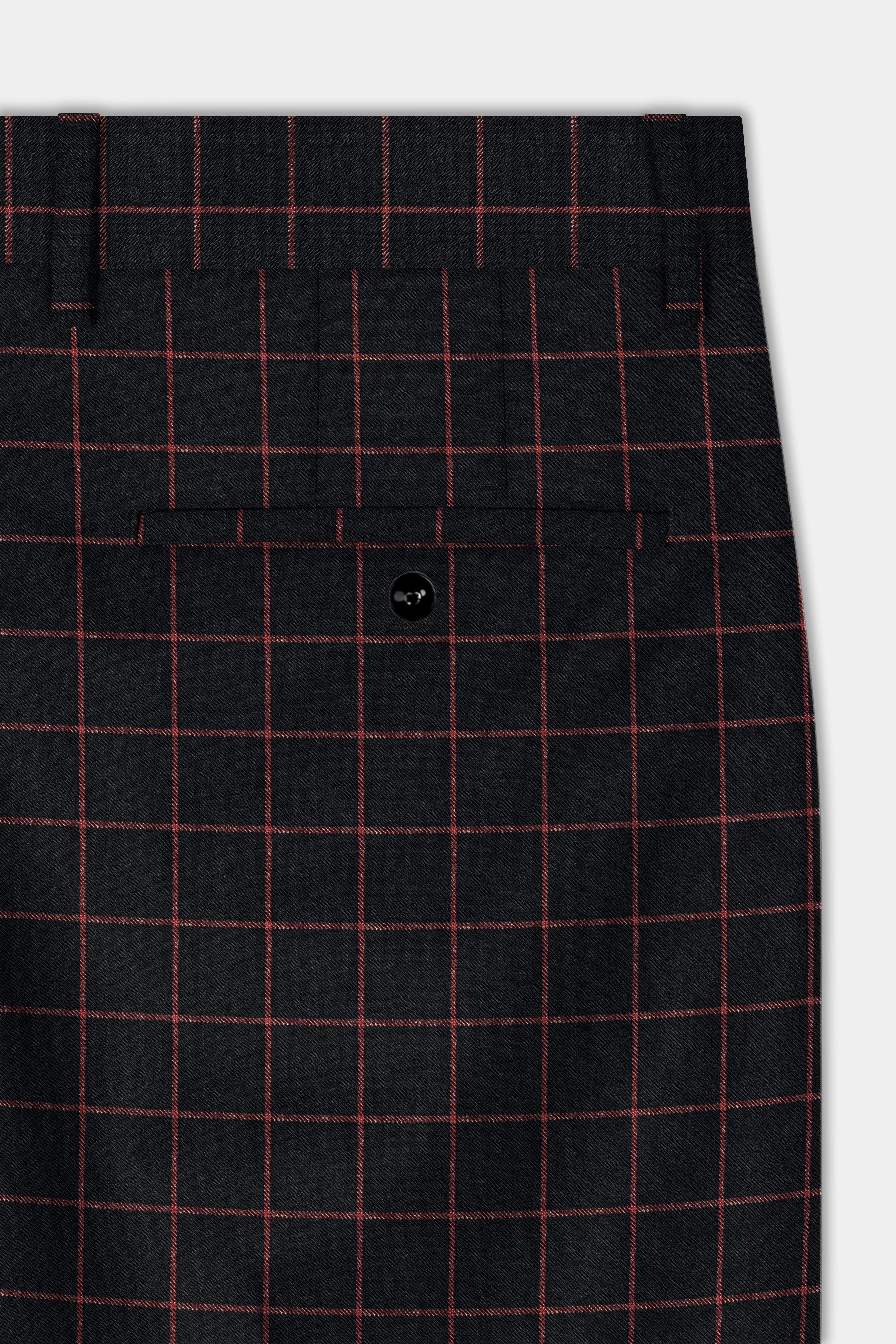 Moccaccino Black Windowpane Double Breasted Tweed Suit