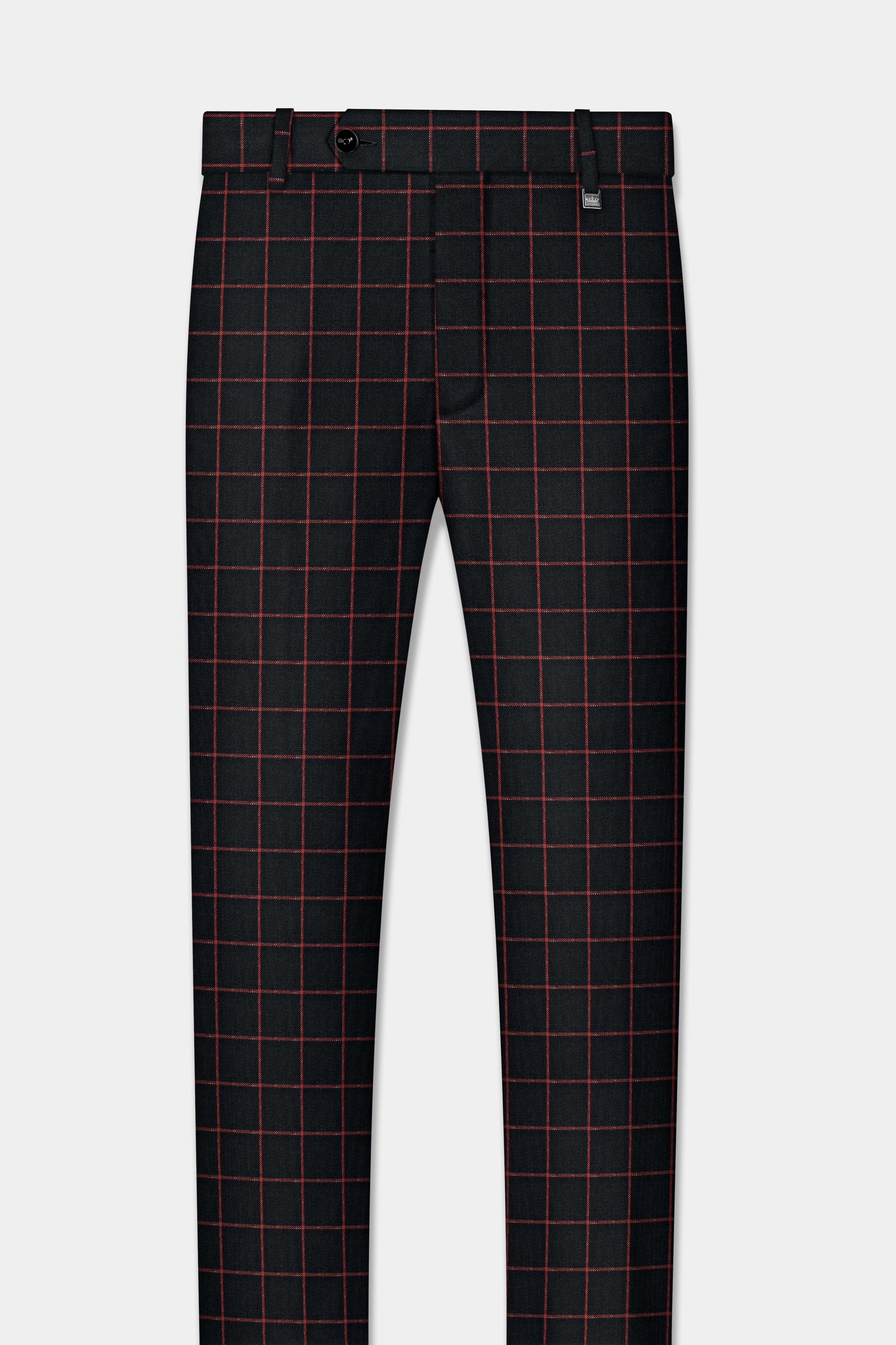 Moccaccino Black Windowpane Double Breasted Tweed Suit