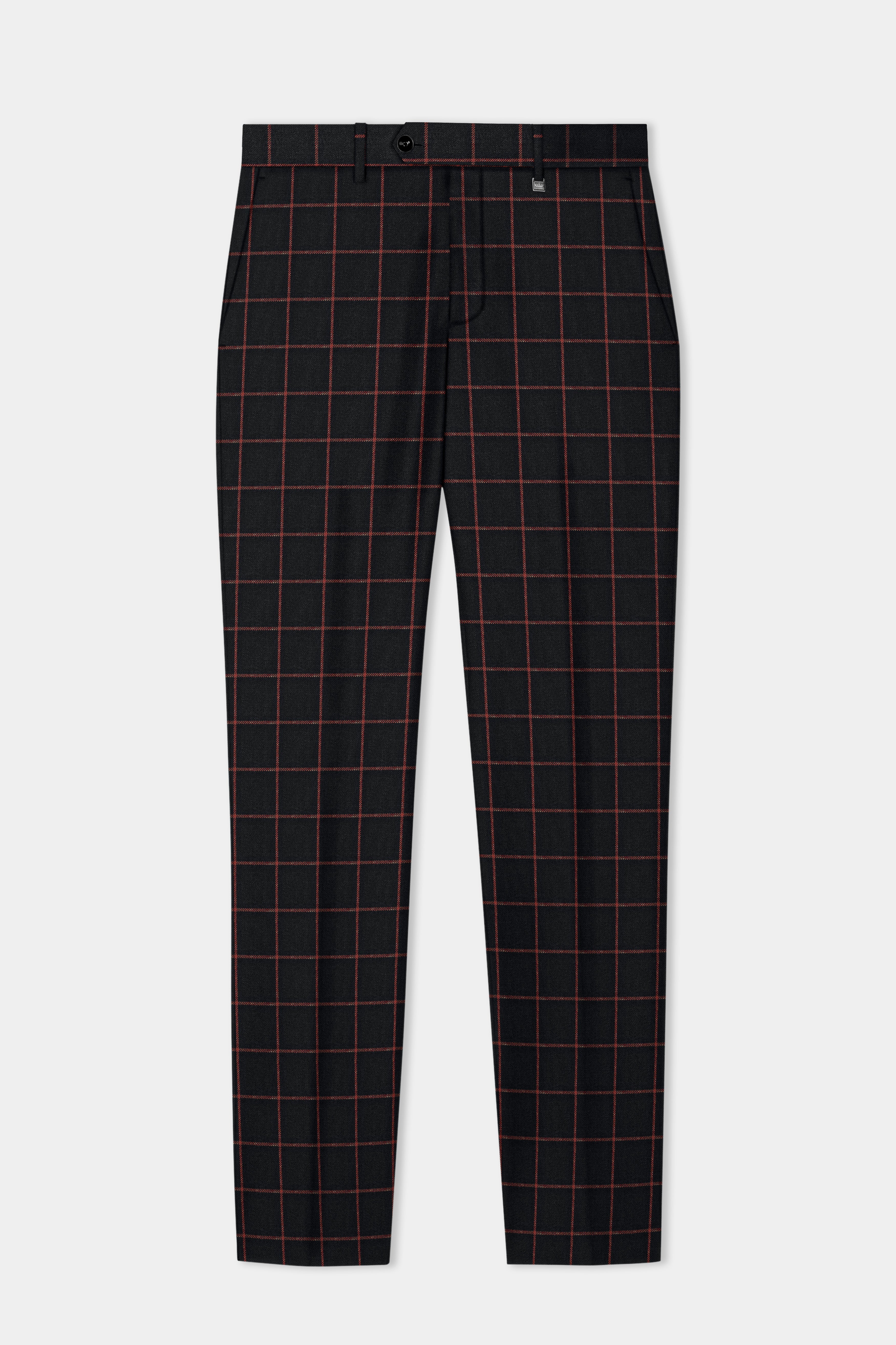 Moccaccino Black Windowpane Double Breasted Tweed Suit