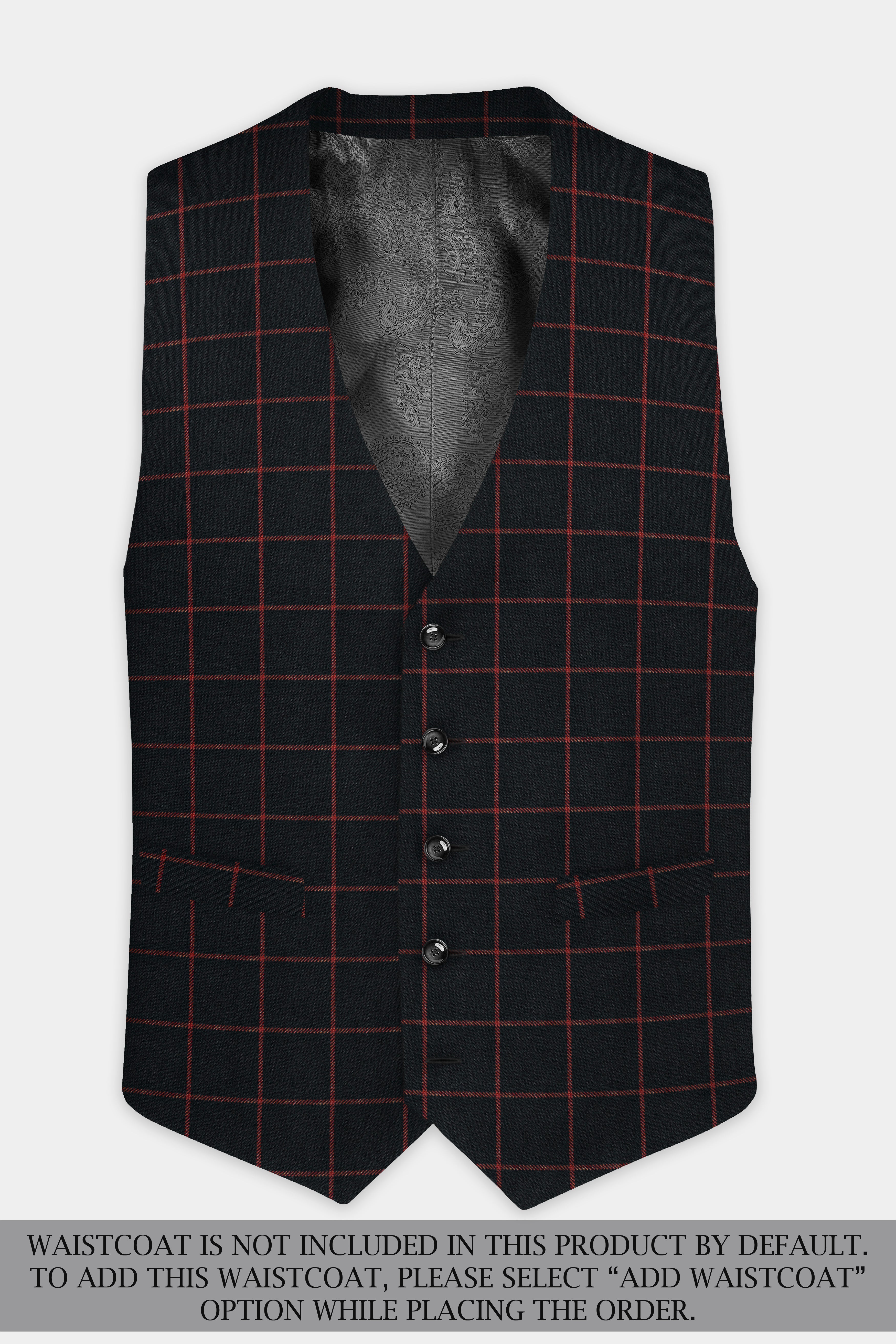 Moccaccino Black Windowpane Double Breasted Tweed Suit