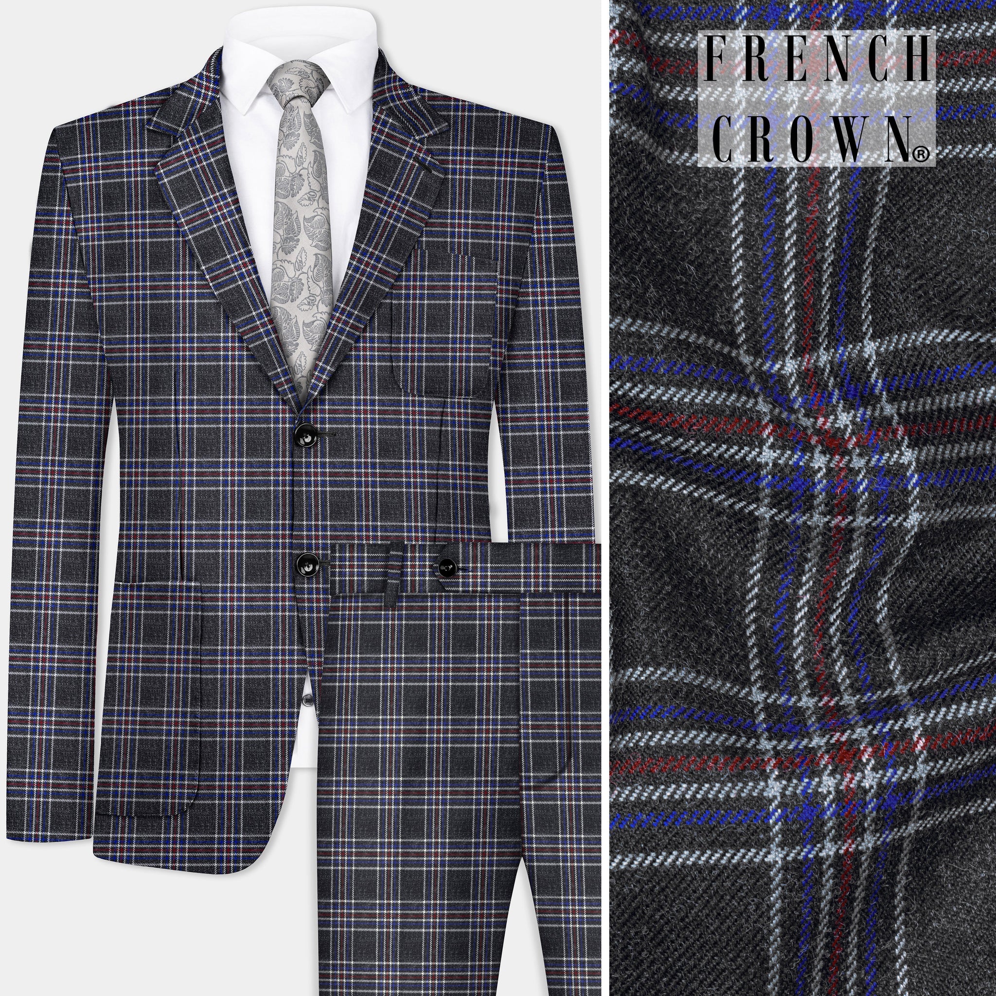 men suits plaid tweed gilet