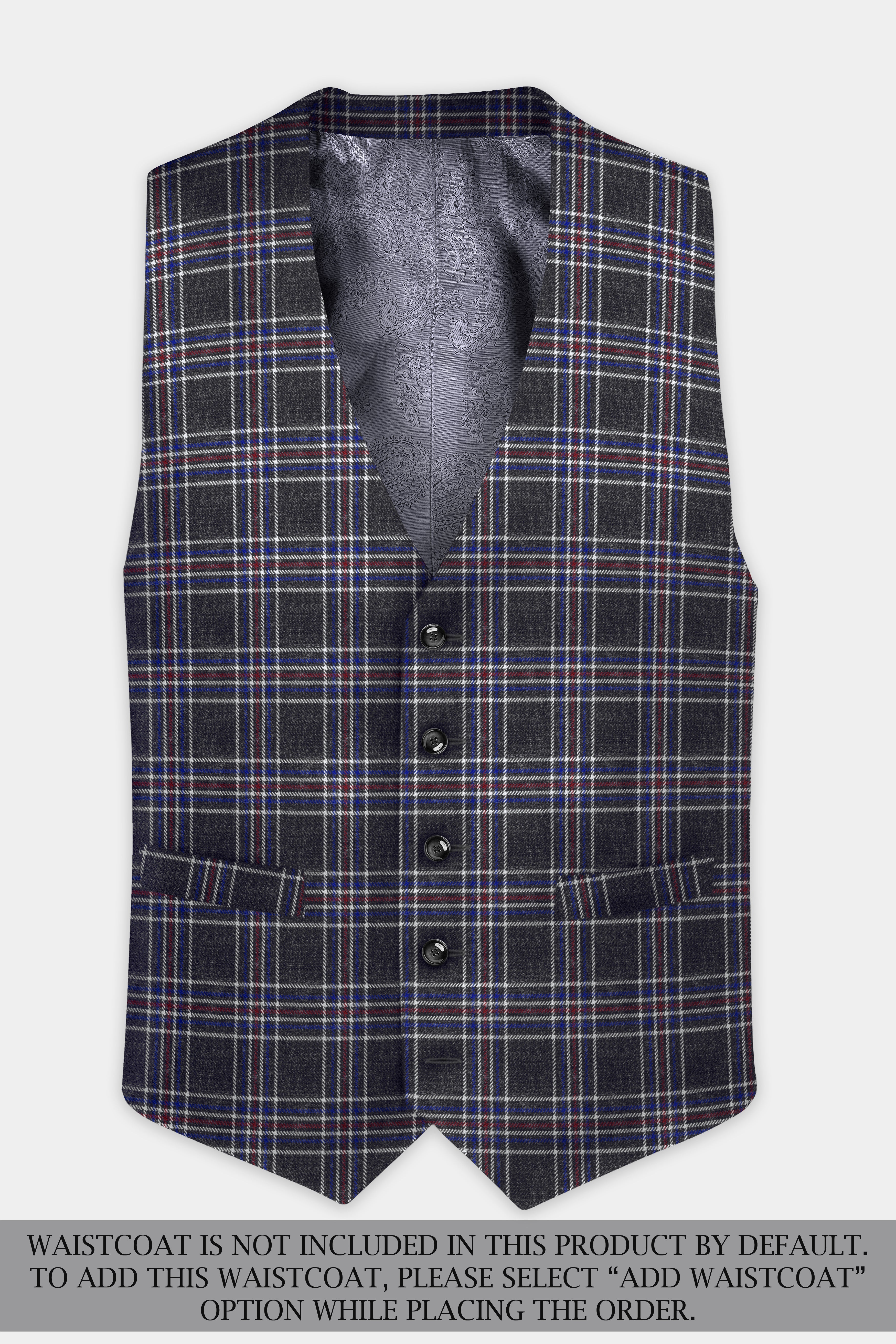 Tuatara Gray Multicolour Plaid Tweed Suit