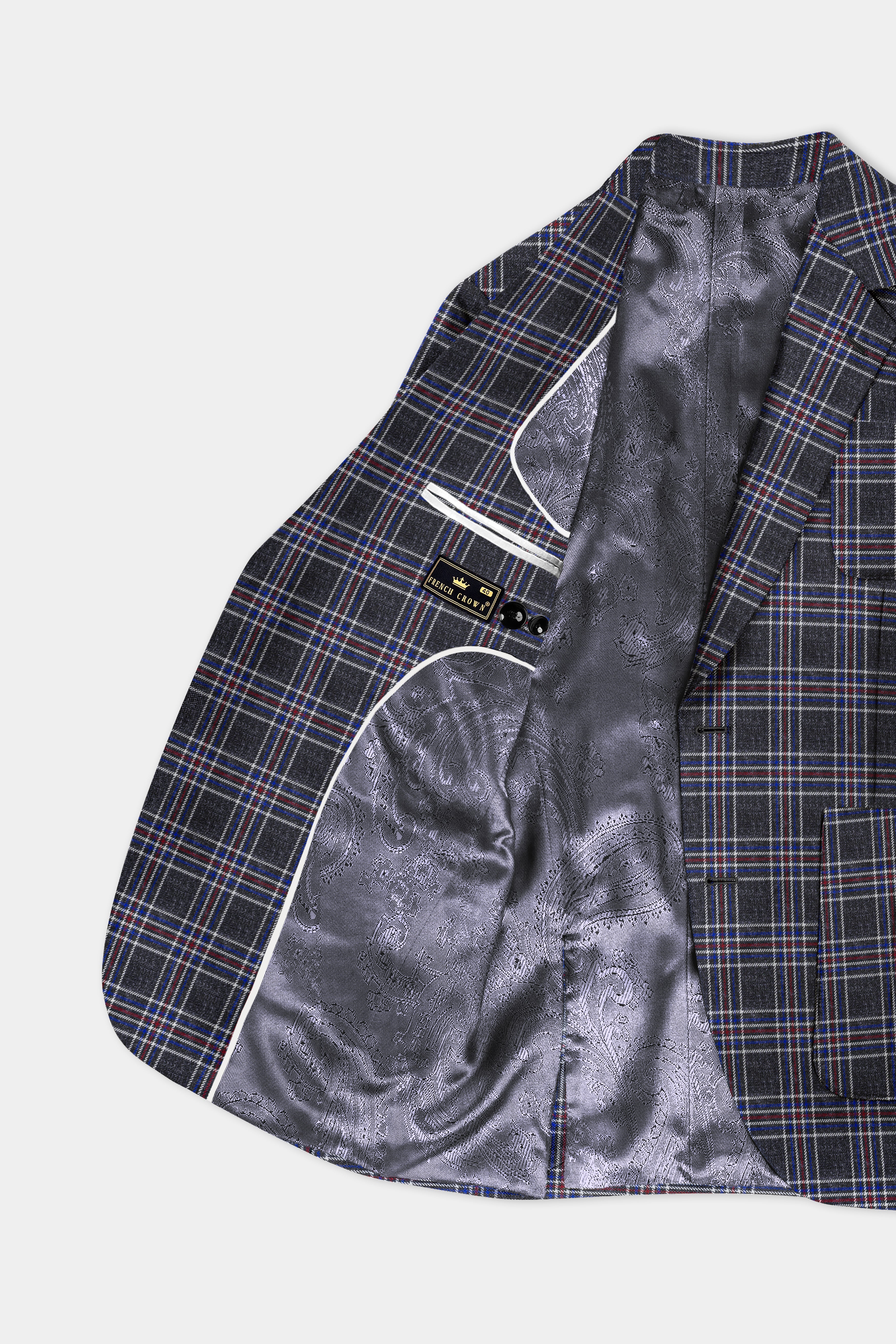 Tuatara Gray Multicolour Plaid Tweed Suit