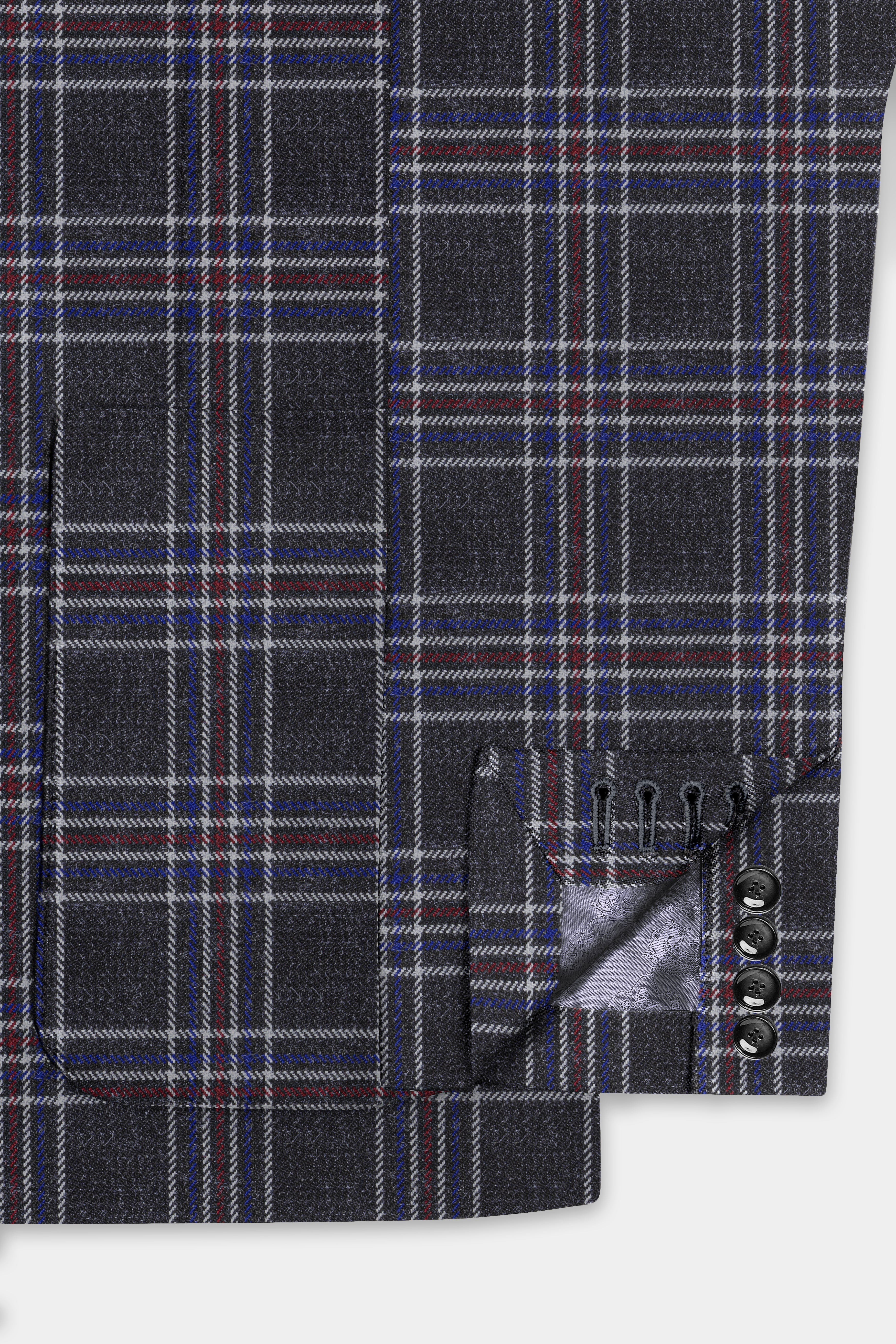 Tuatara Gray Multicolour Plaid Tweed Suit