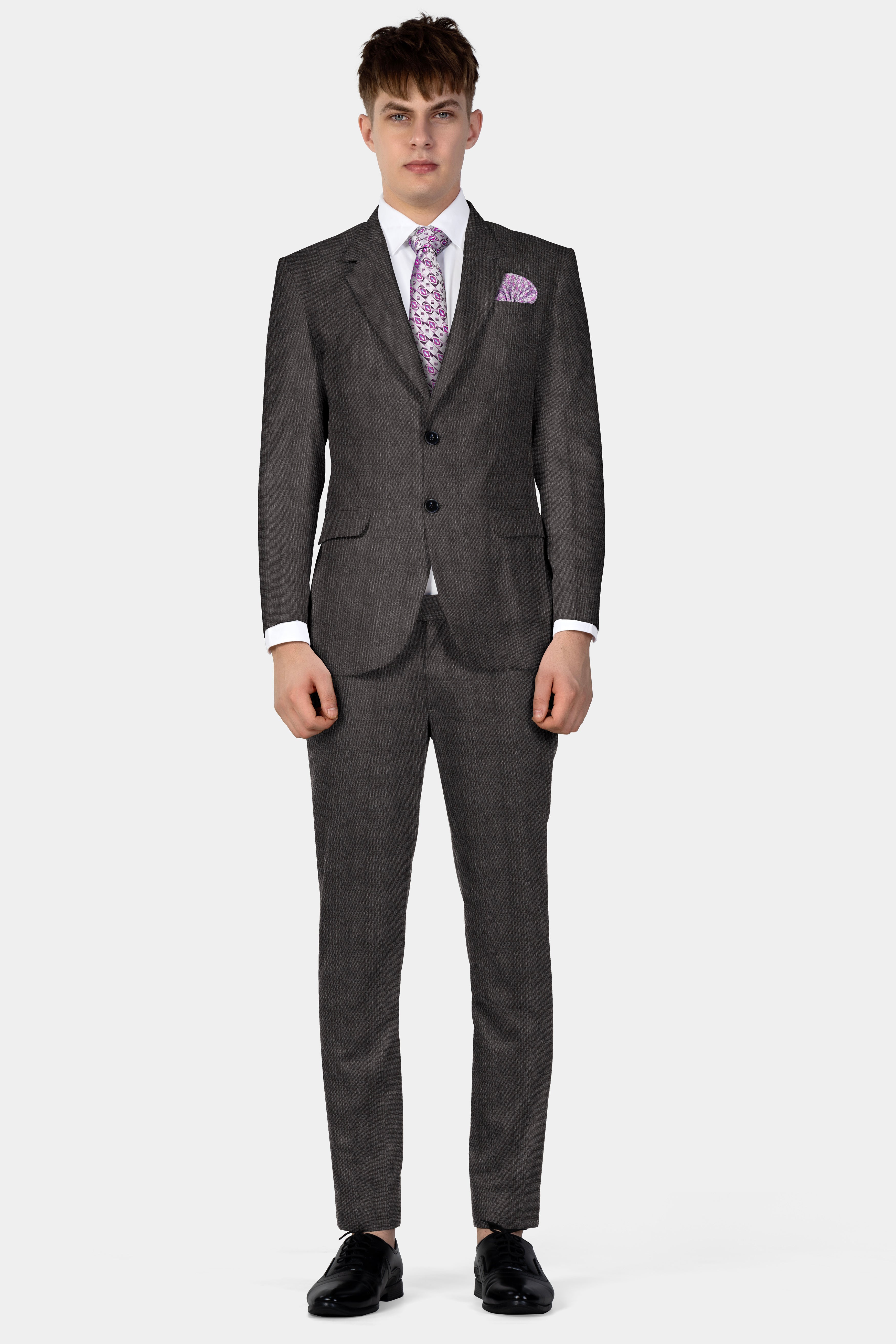 Piano Brown Plaid Tweed Suit