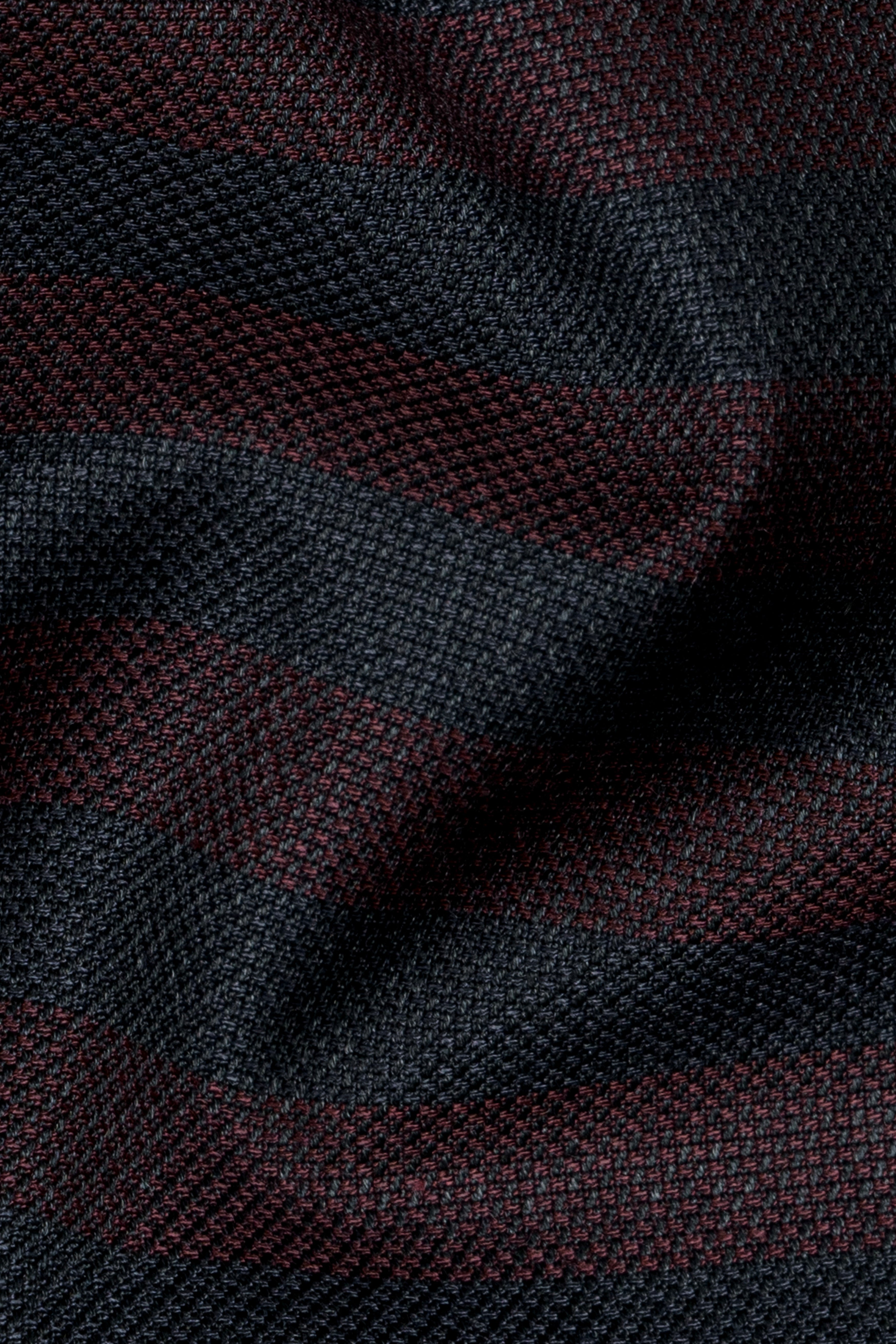 Jade Black with Shark Brown Striped Wool Blend Suit
