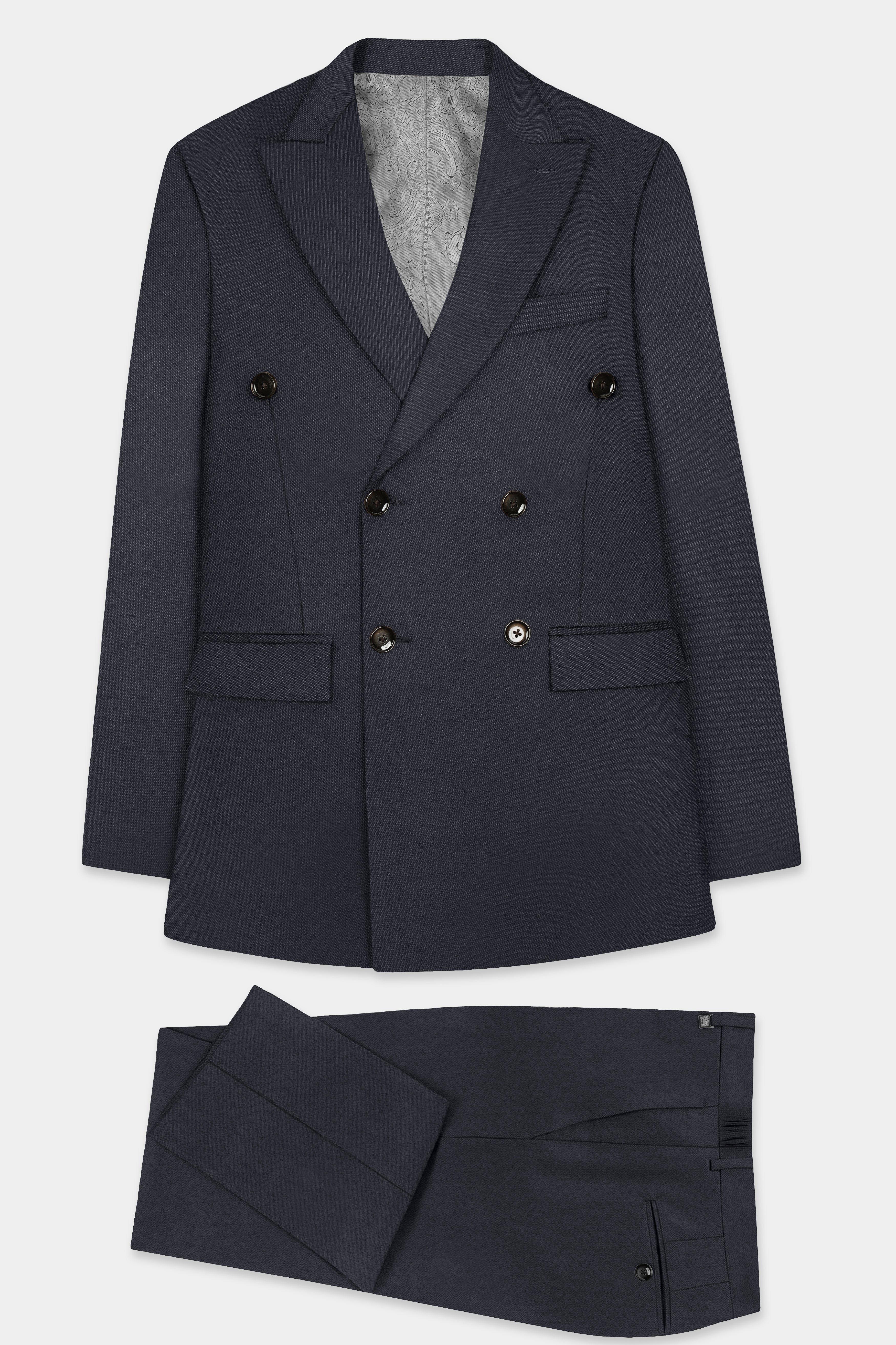 Piano Gray Wool Blend Double Breasted Suit