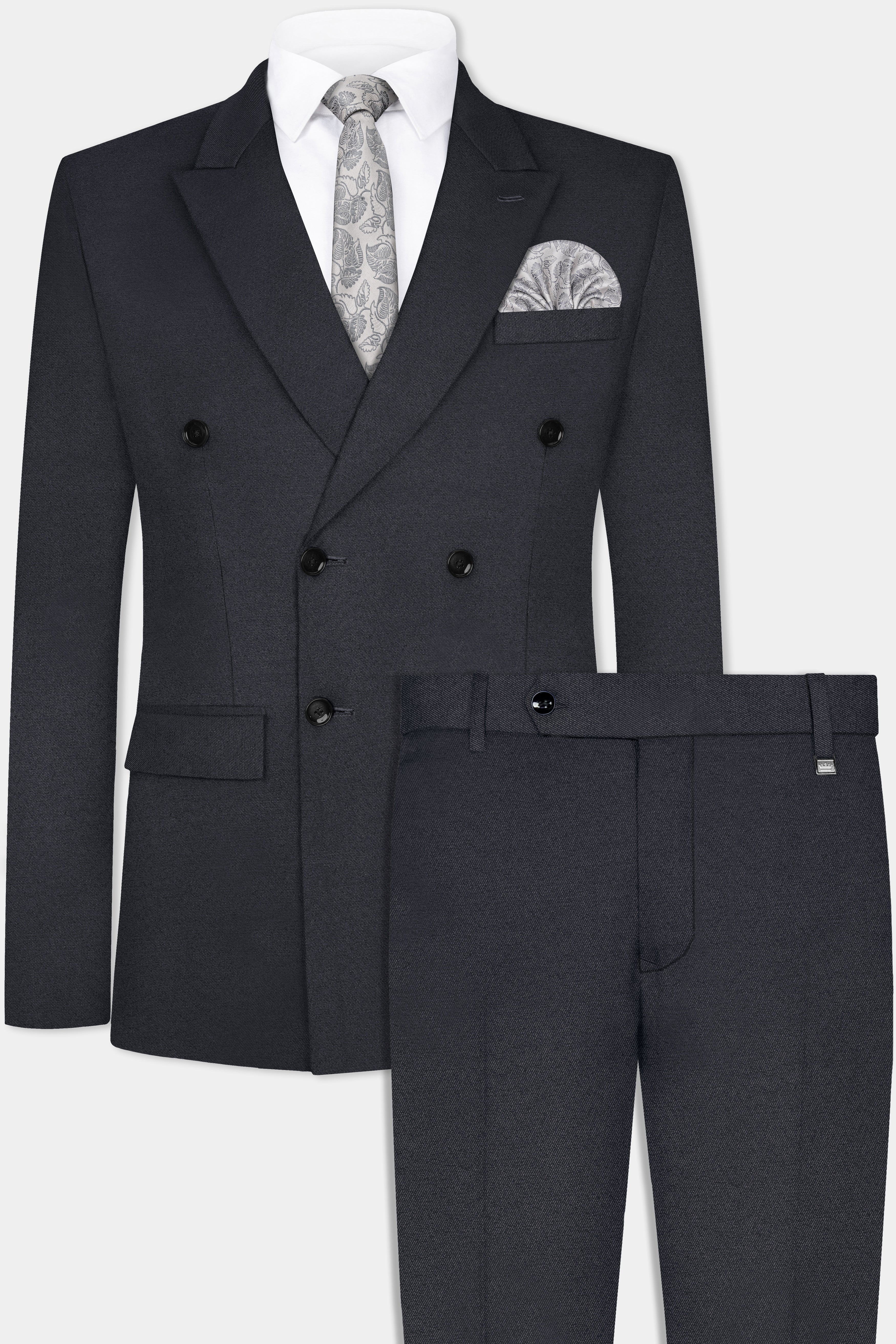 Piano Gray Wool Blend Double Breasted Suit