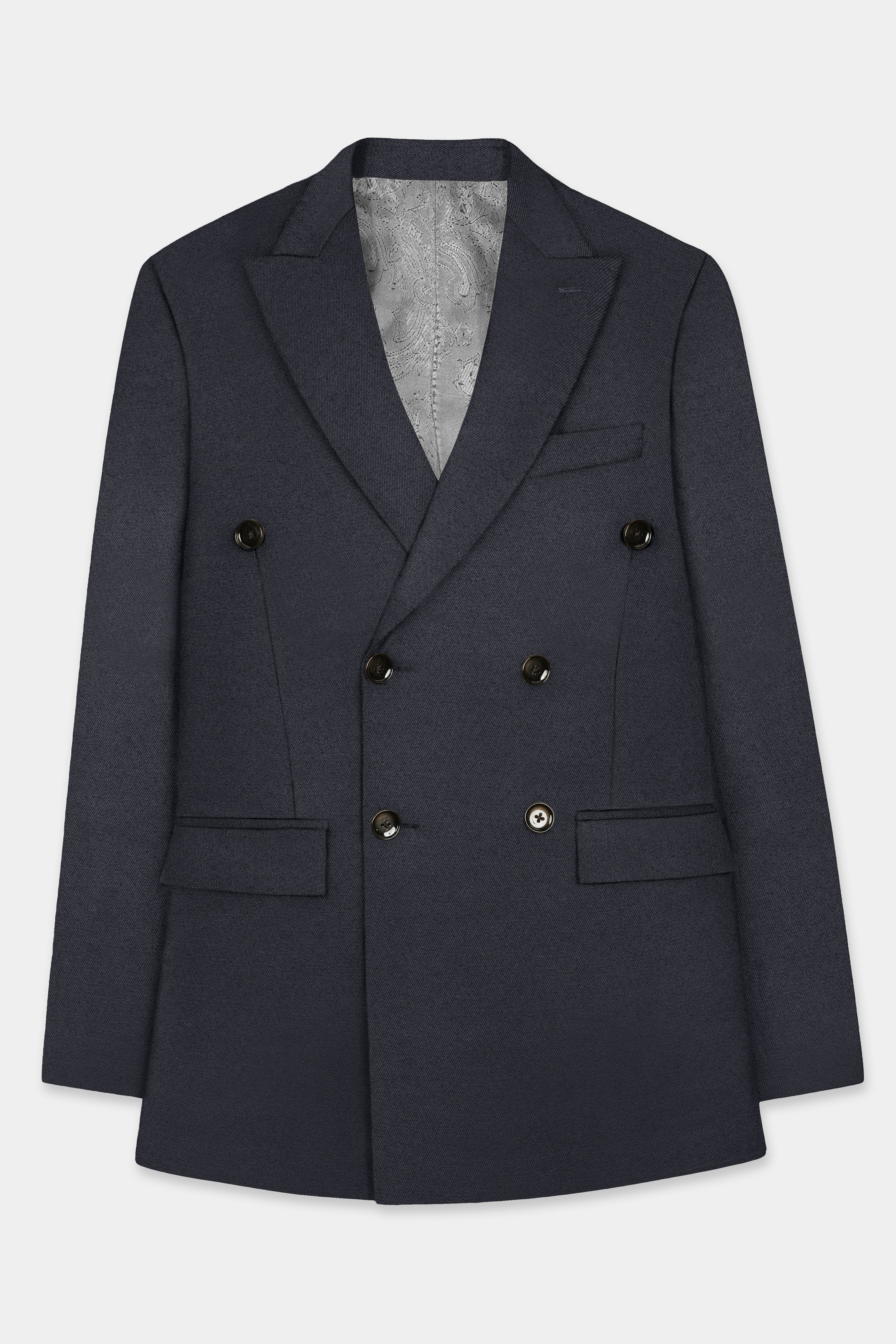 Piano Gray Wool Blend Double Breasted Suit