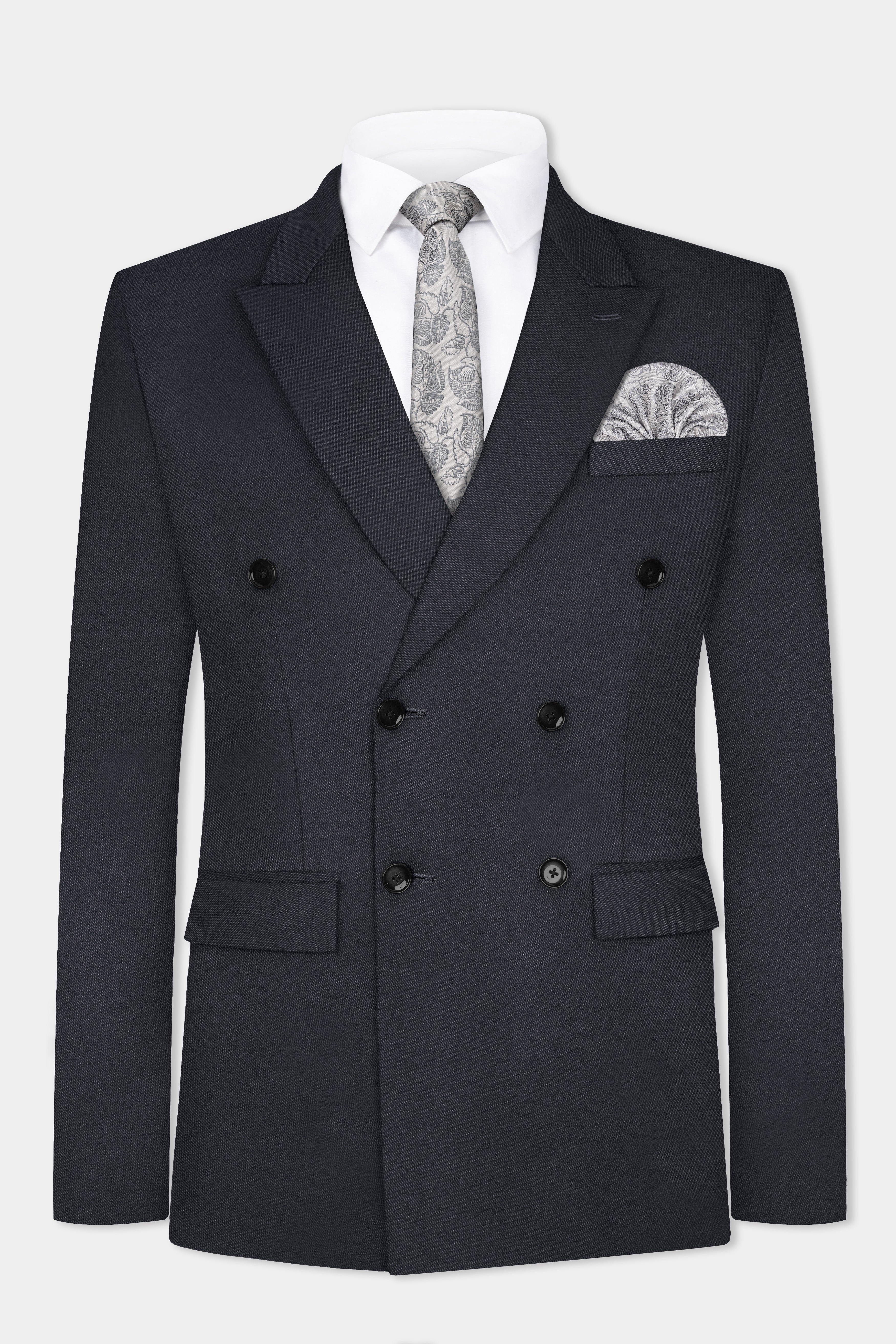 Piano Gray Wool Blend Double Breasted Suit