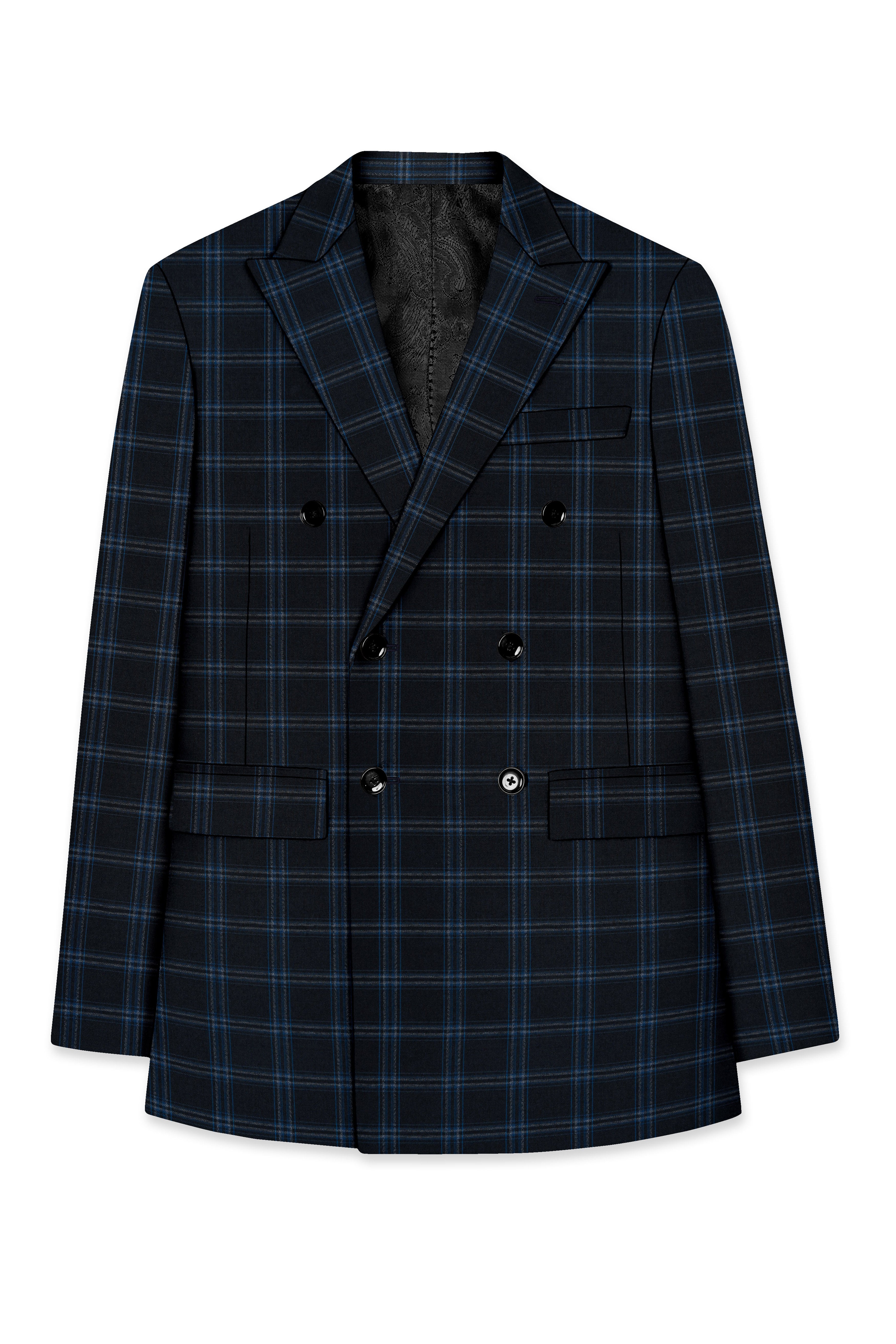 Dark Gray Windowpane Woolrich Double Breasted Suit