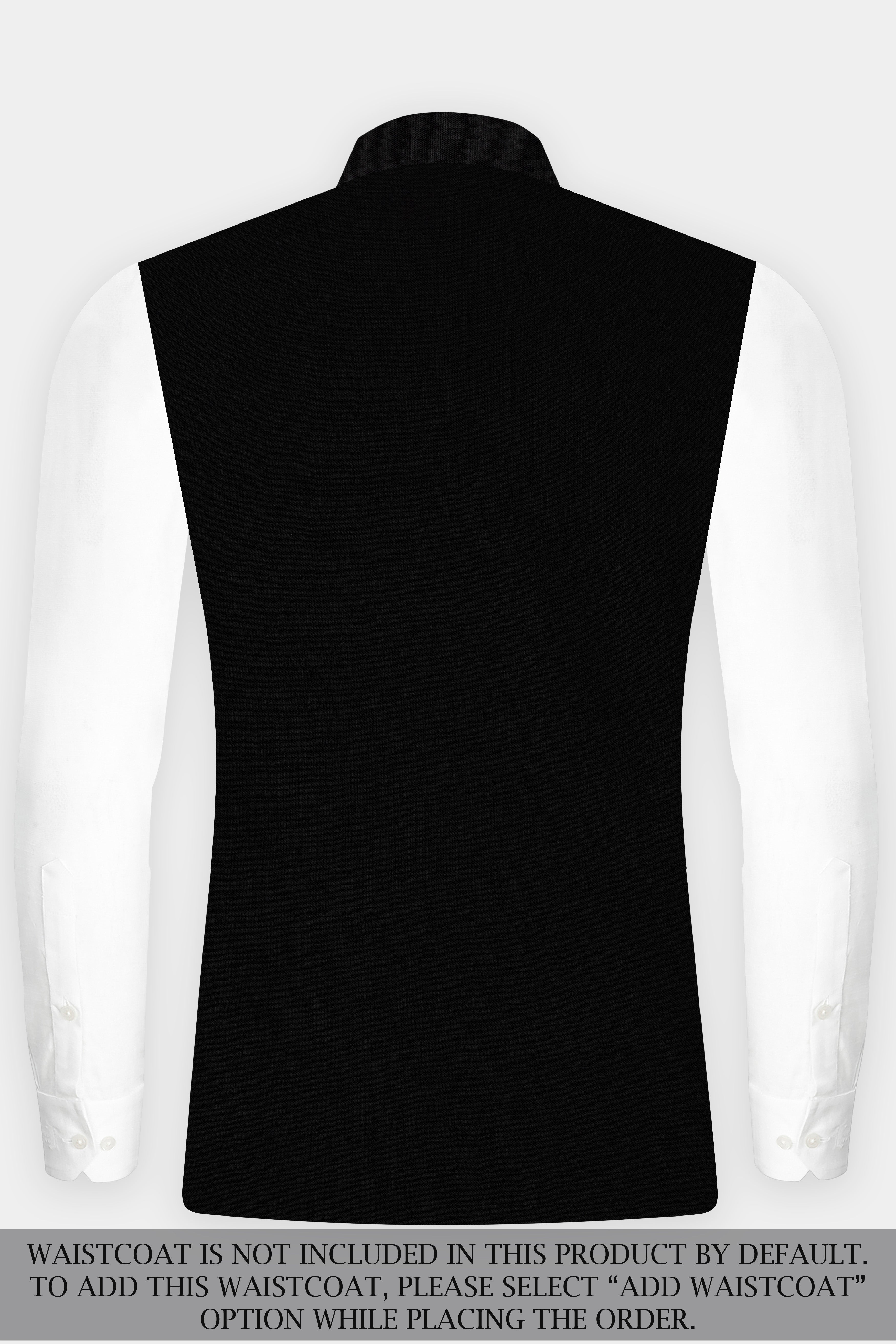 JADE BLACK LUXURIOUS LINEN CROSS PLACKET BANDHGALA/MANDARIN SUIT