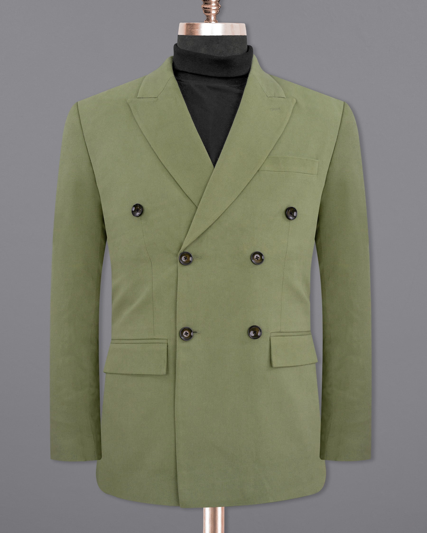 Kelp Green Heavyweight Double-Breasted Premium Cotton Suit