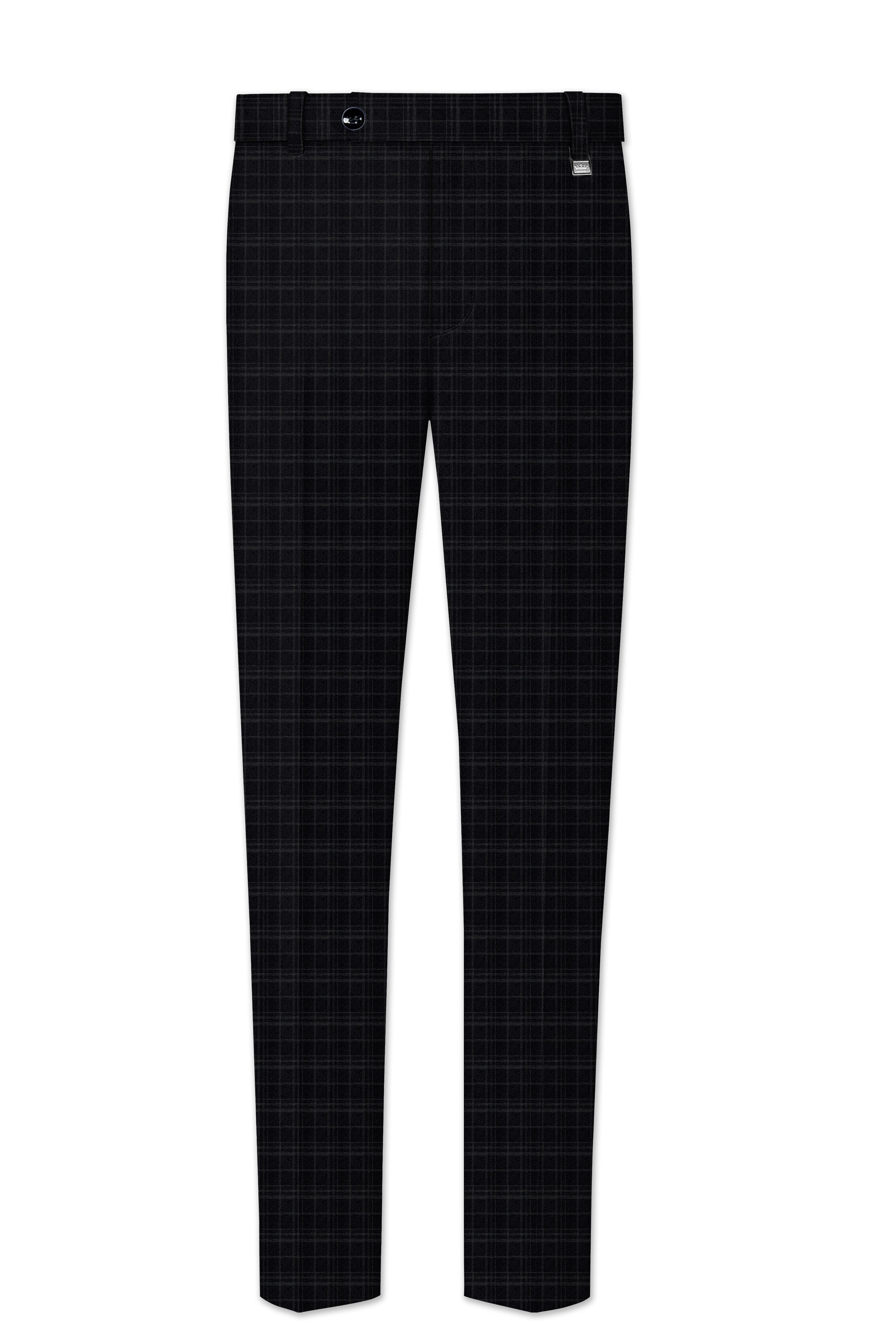 Star Dust and Shark Grey Plaid Cross Placket Bandhgala Wool rich Suit
