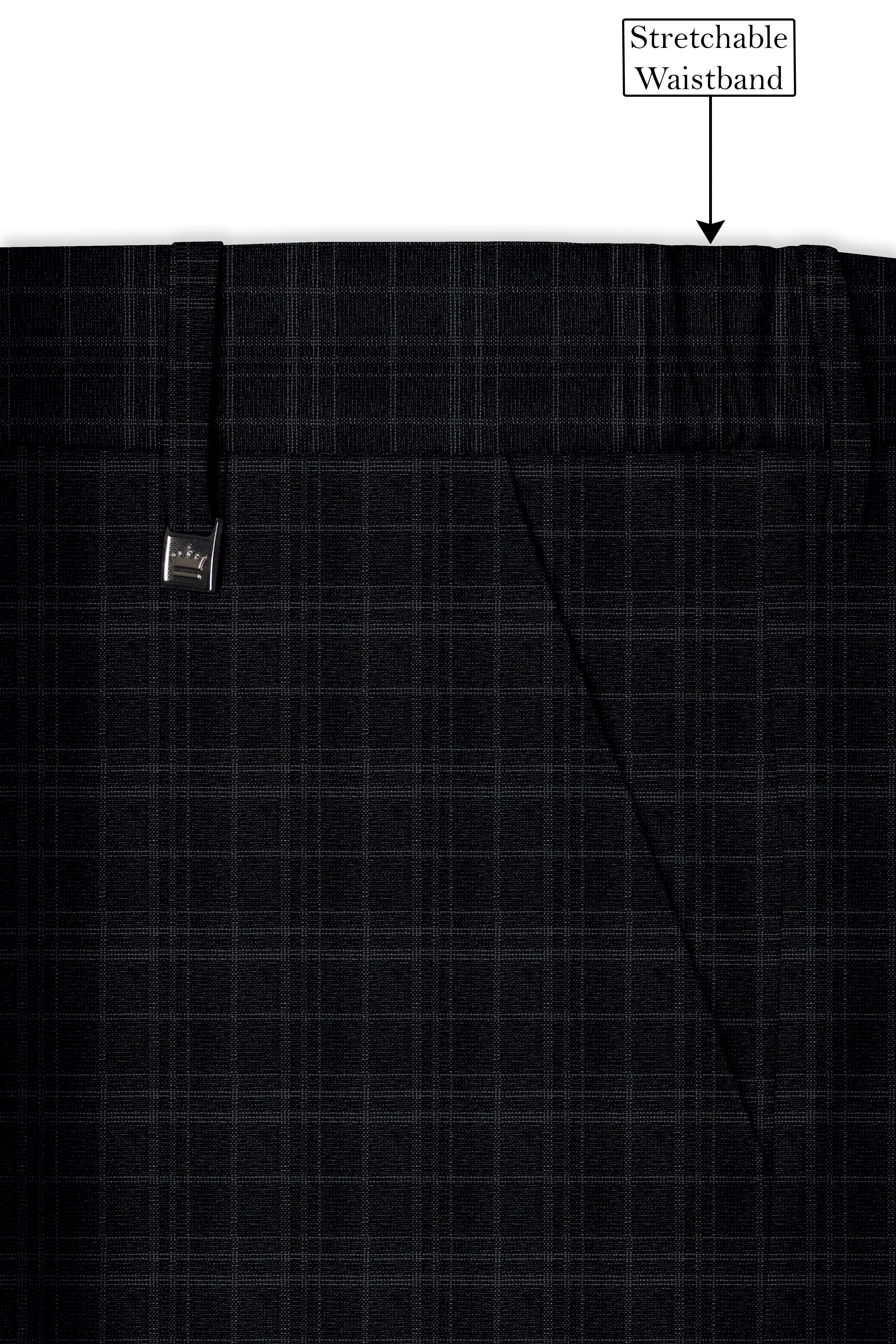 Star Dust and Shark Grey Plaid Cross Placket Bandhgala Wool rich Suit