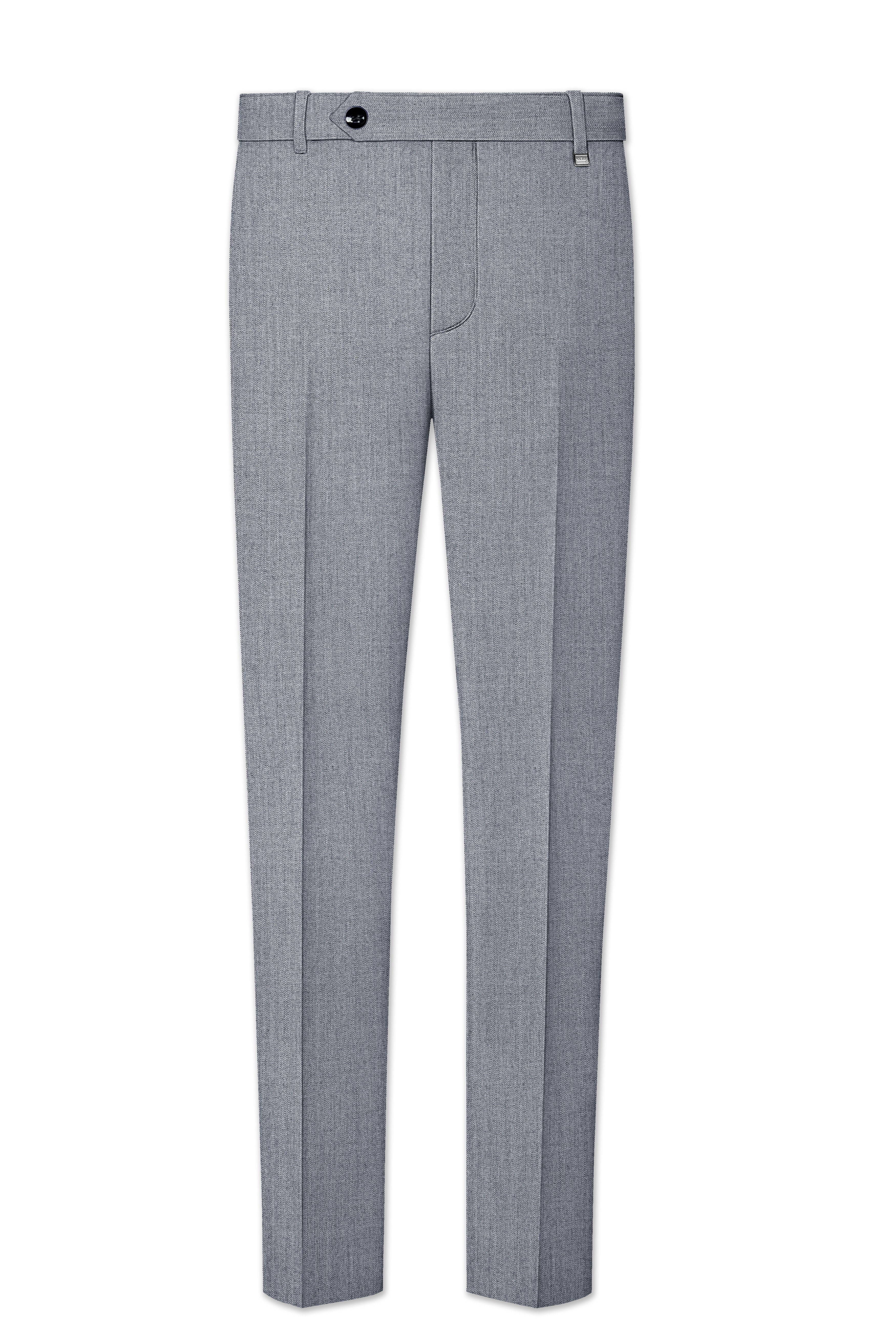 Spun Pearl Grey Herringbone Double-breasted Premium Cotton Sports Suit