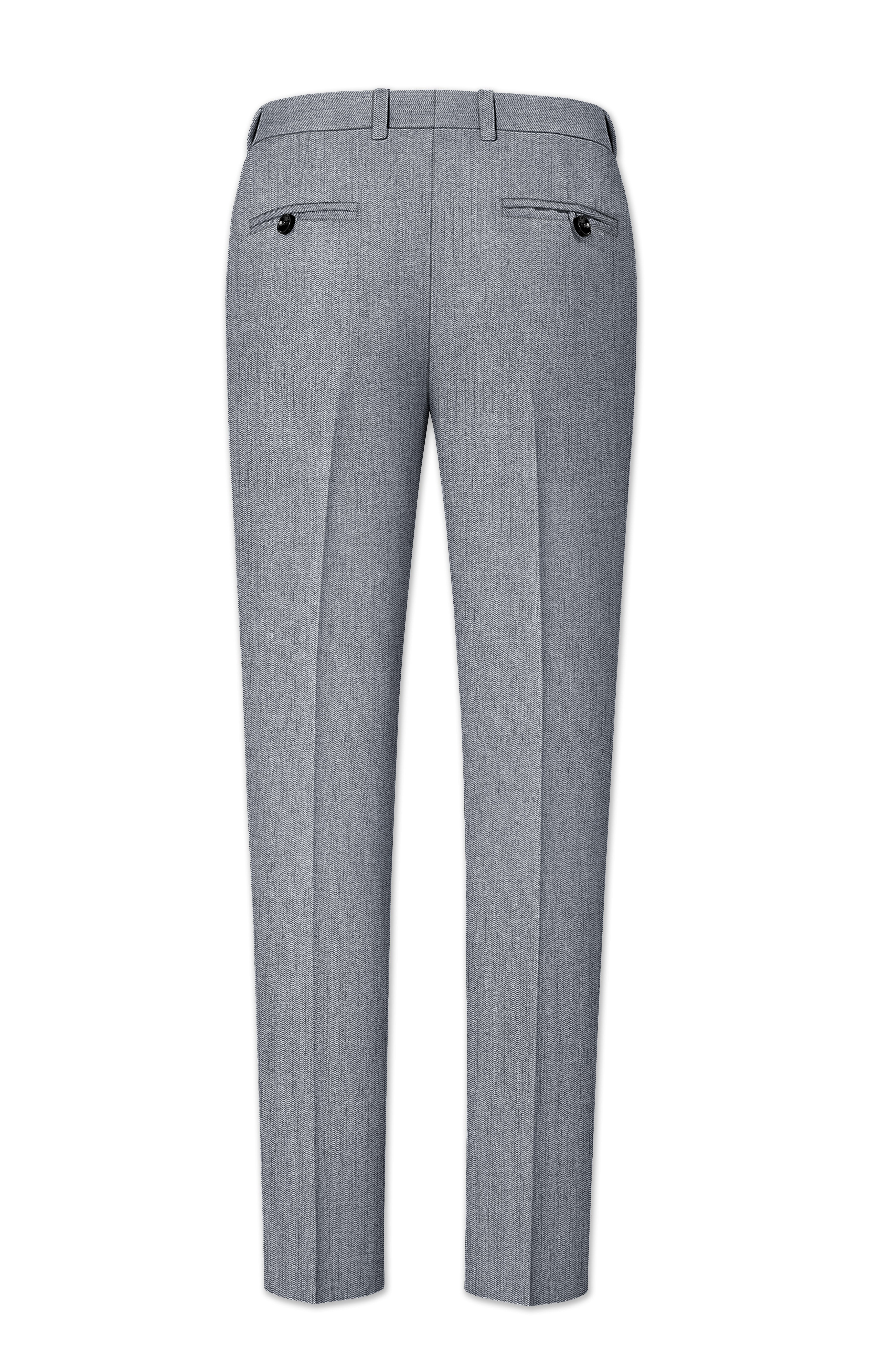 Spun Pearl Grey Herringbone Double-breasted Premium Cotton Sports Suit