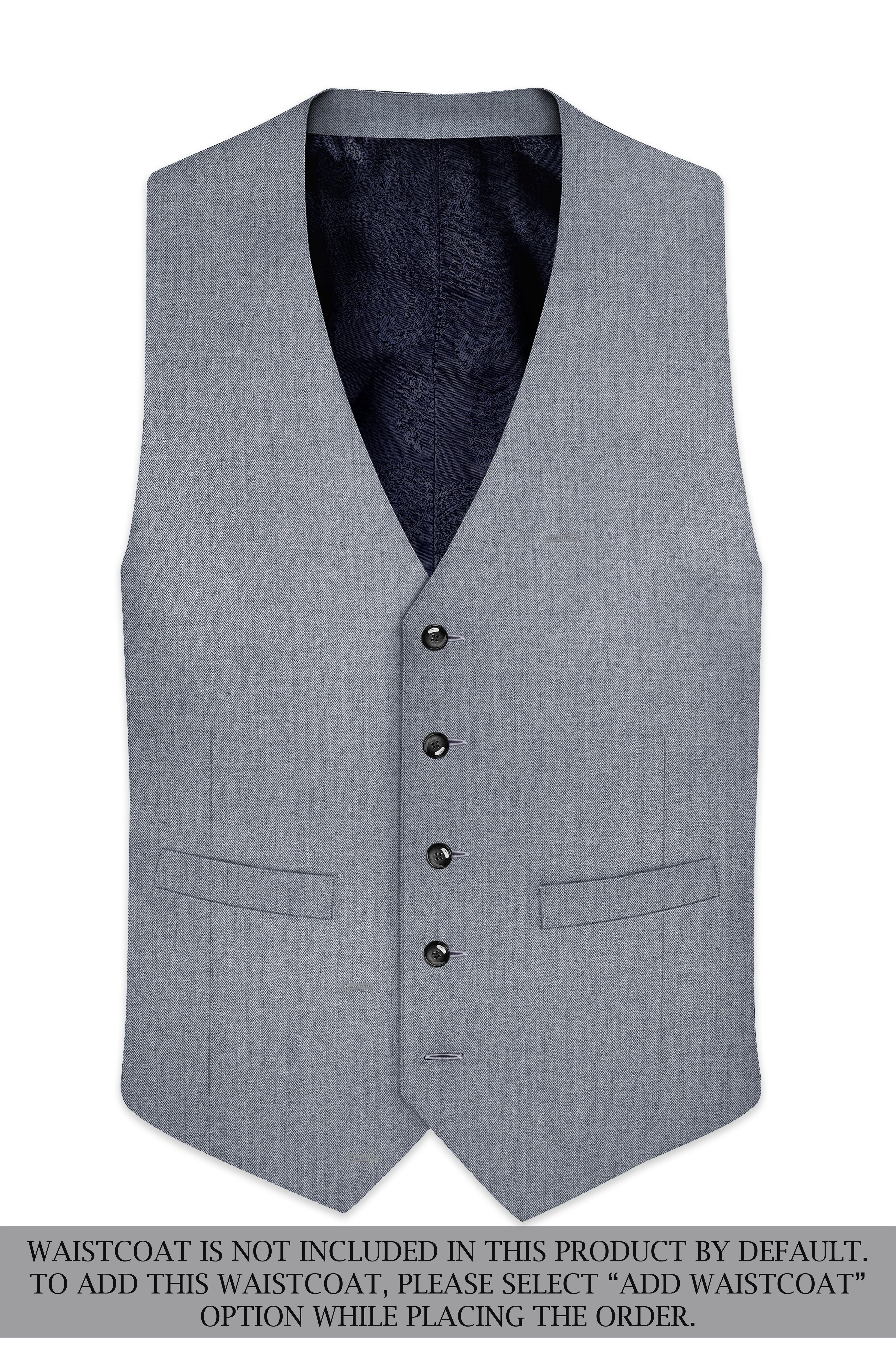 Spun Pearl Grey Herringbone Double-breasted Premium Cotton Sports Suit