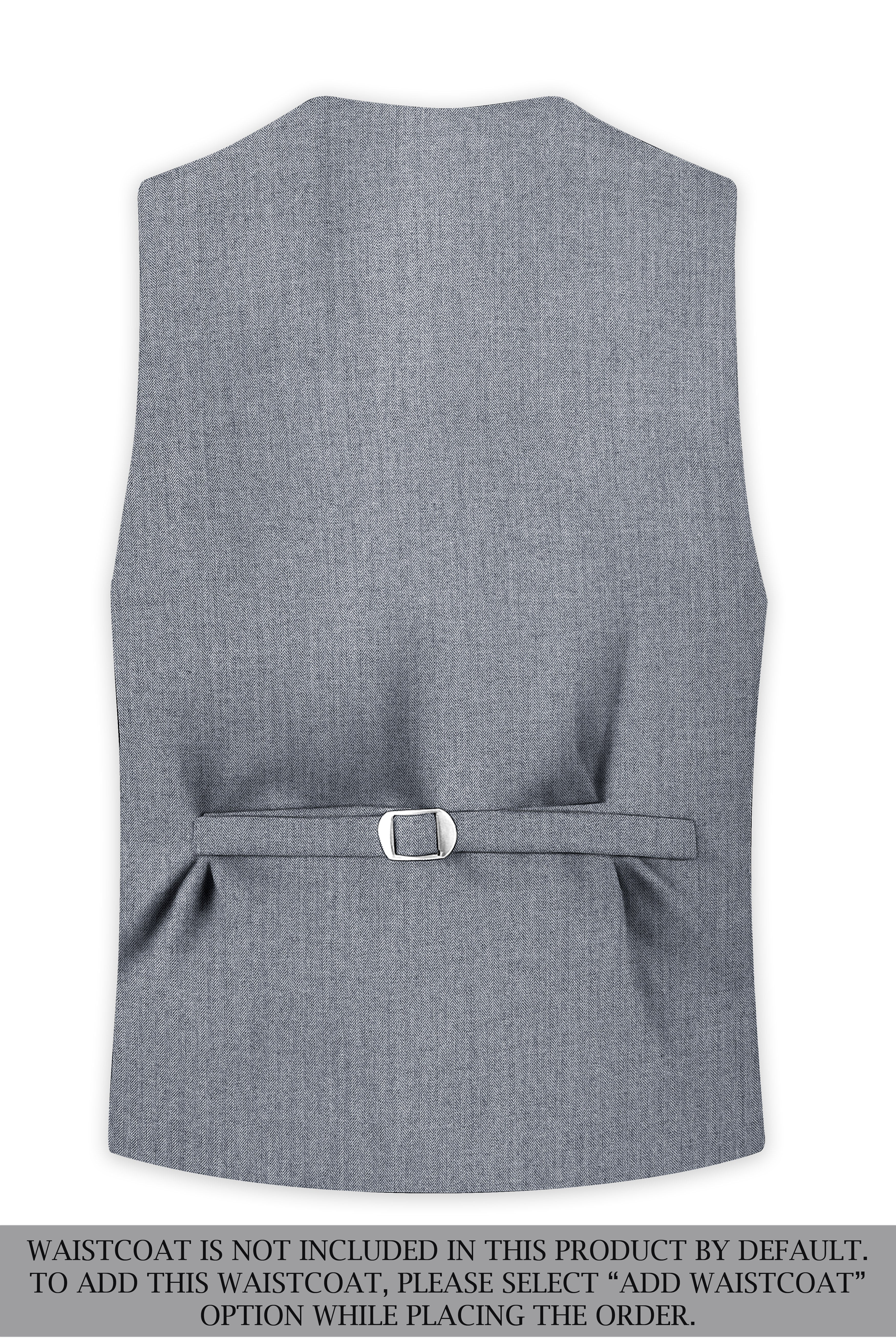 Spun Pearl Grey Herringbone Double-breasted Premium Cotton Sports Suit