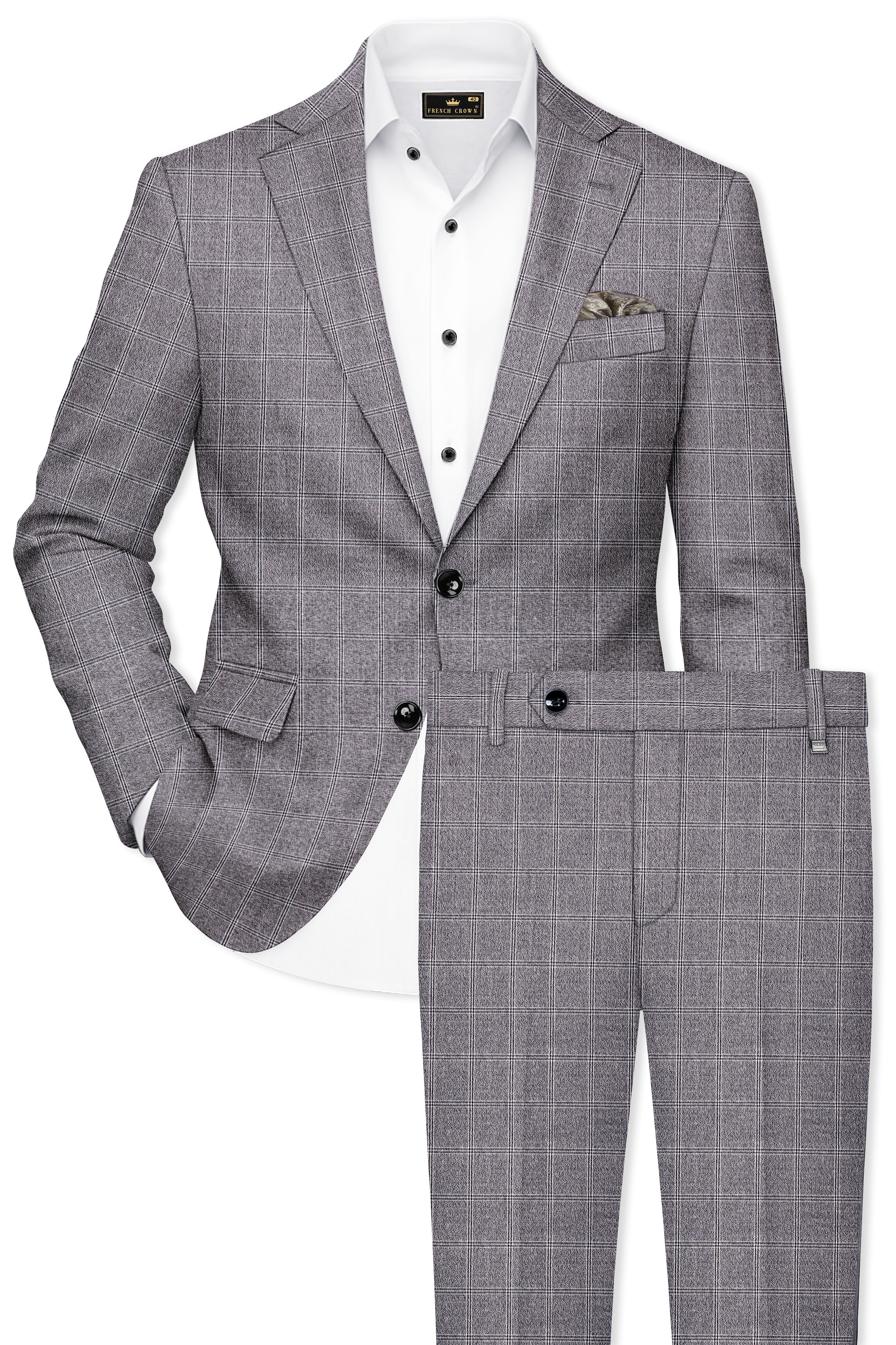 Manatee Grey windowpane Wool Rich Suit