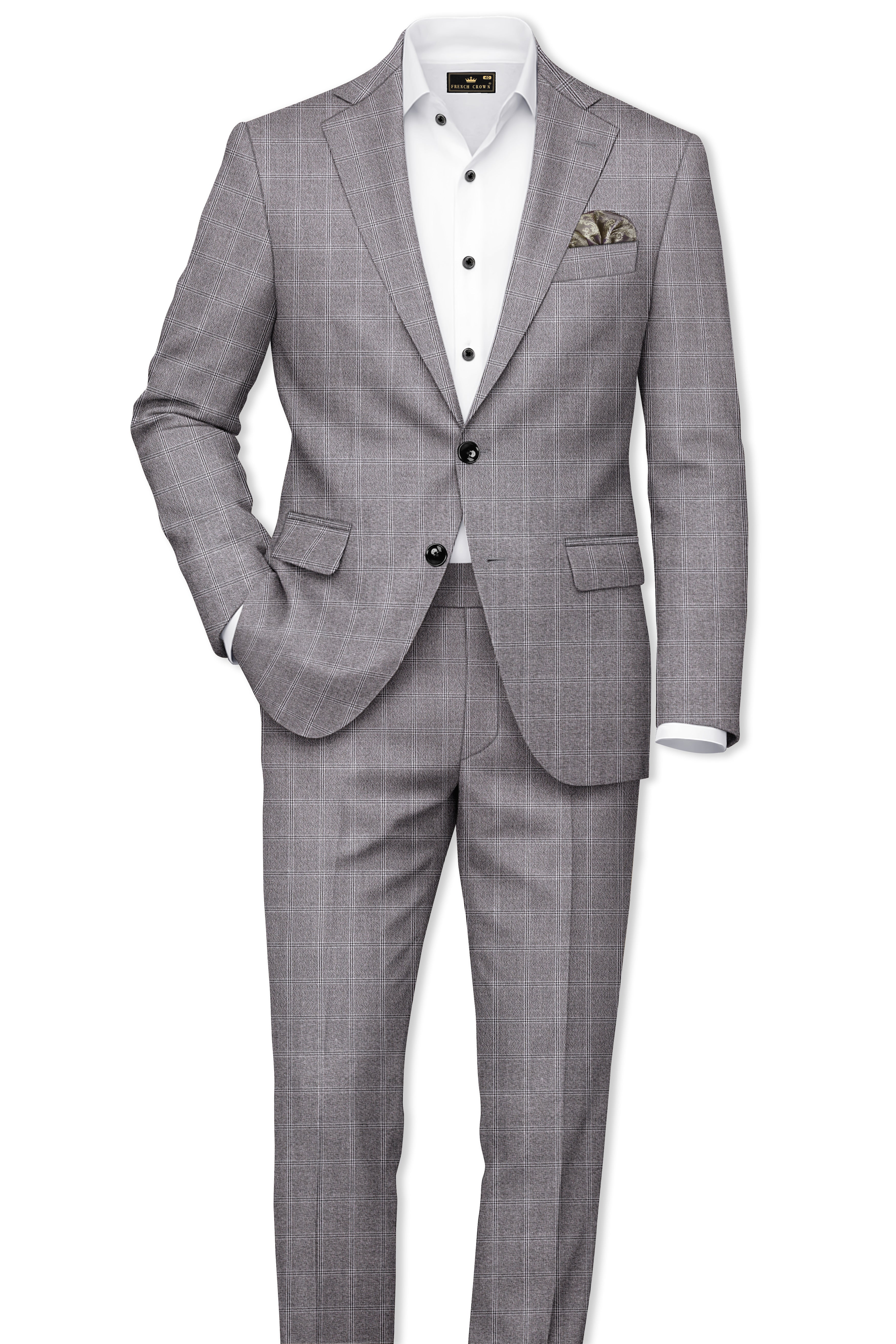 Manatee Grey windowpane Wool Rich Suit