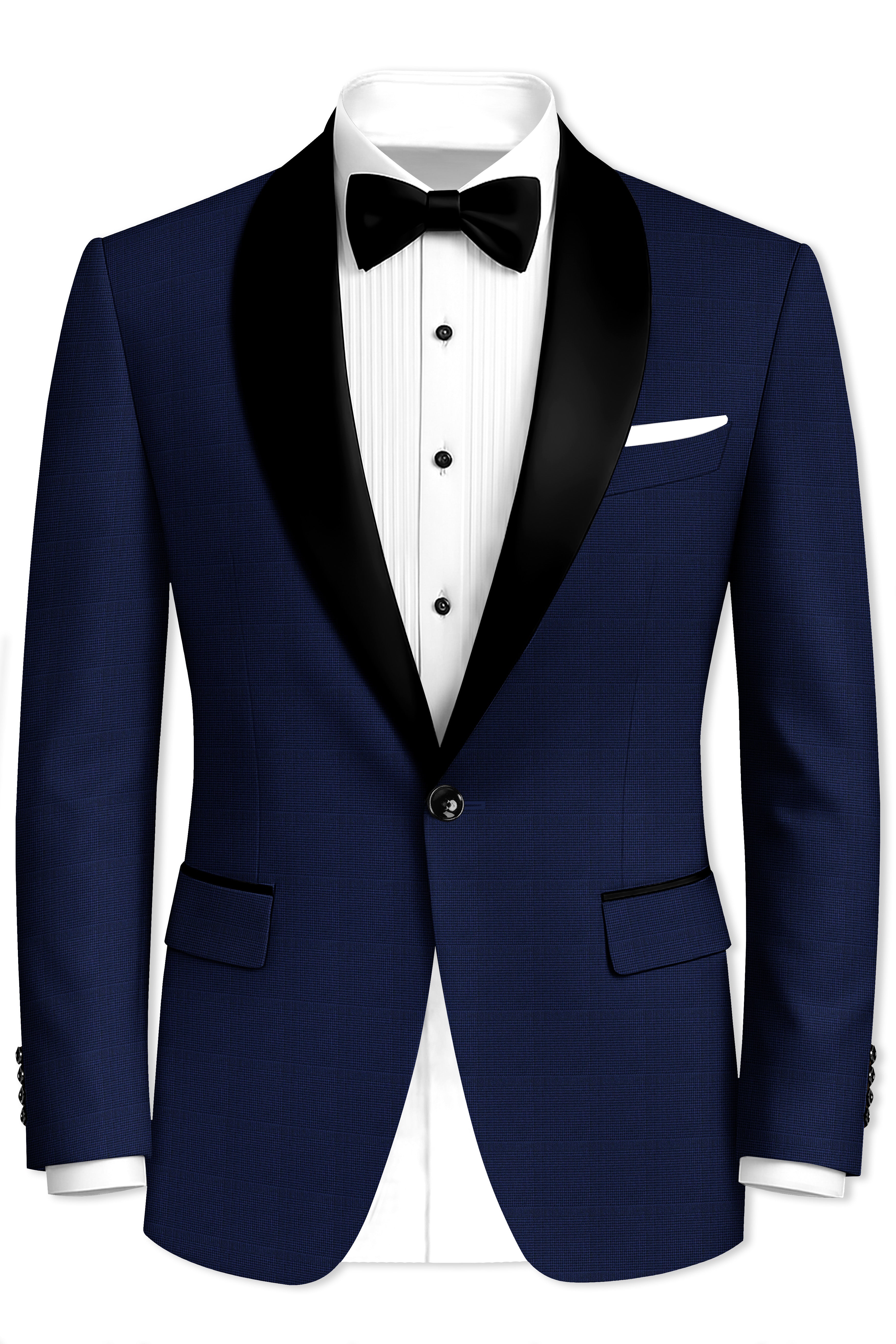 Valhalla Blue subtle plaid Wool Rich Tuxedo Suit