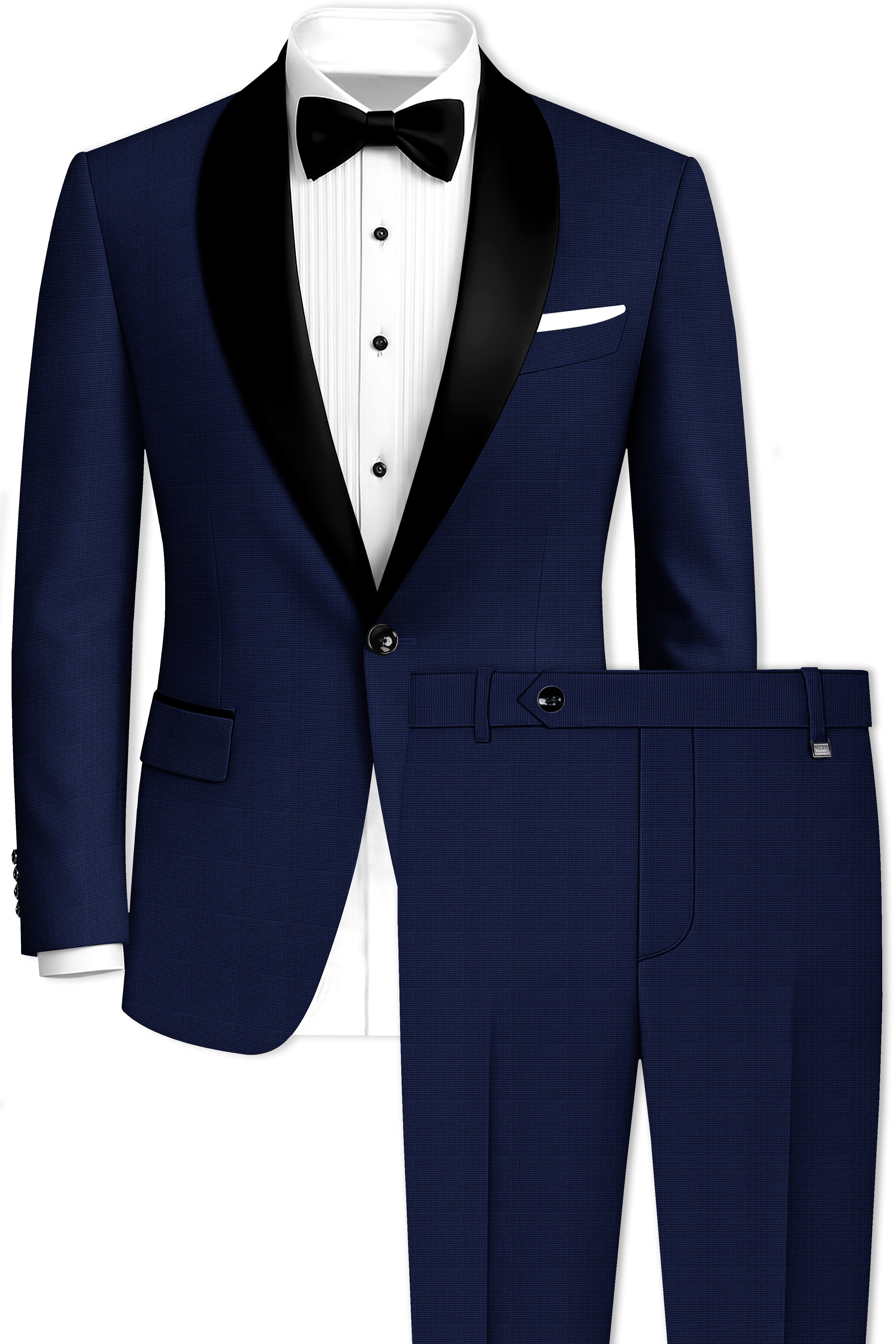 Valhalla Blue subtle plaid Wool Rich Tuxedo Suit