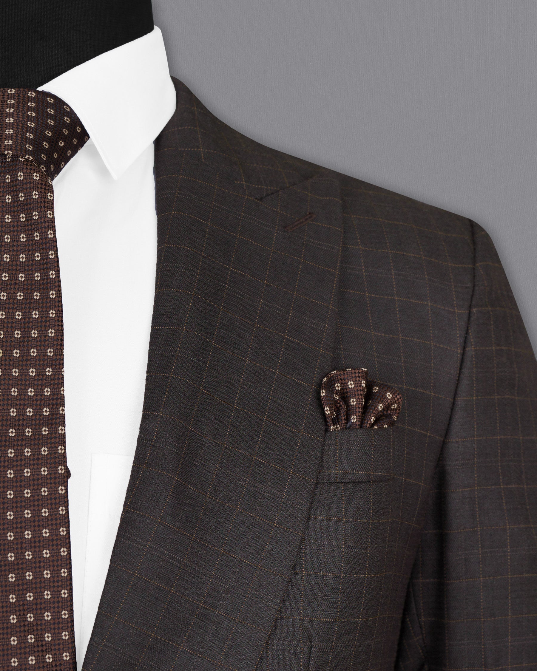 Brown Plaid Wool Rich Suit