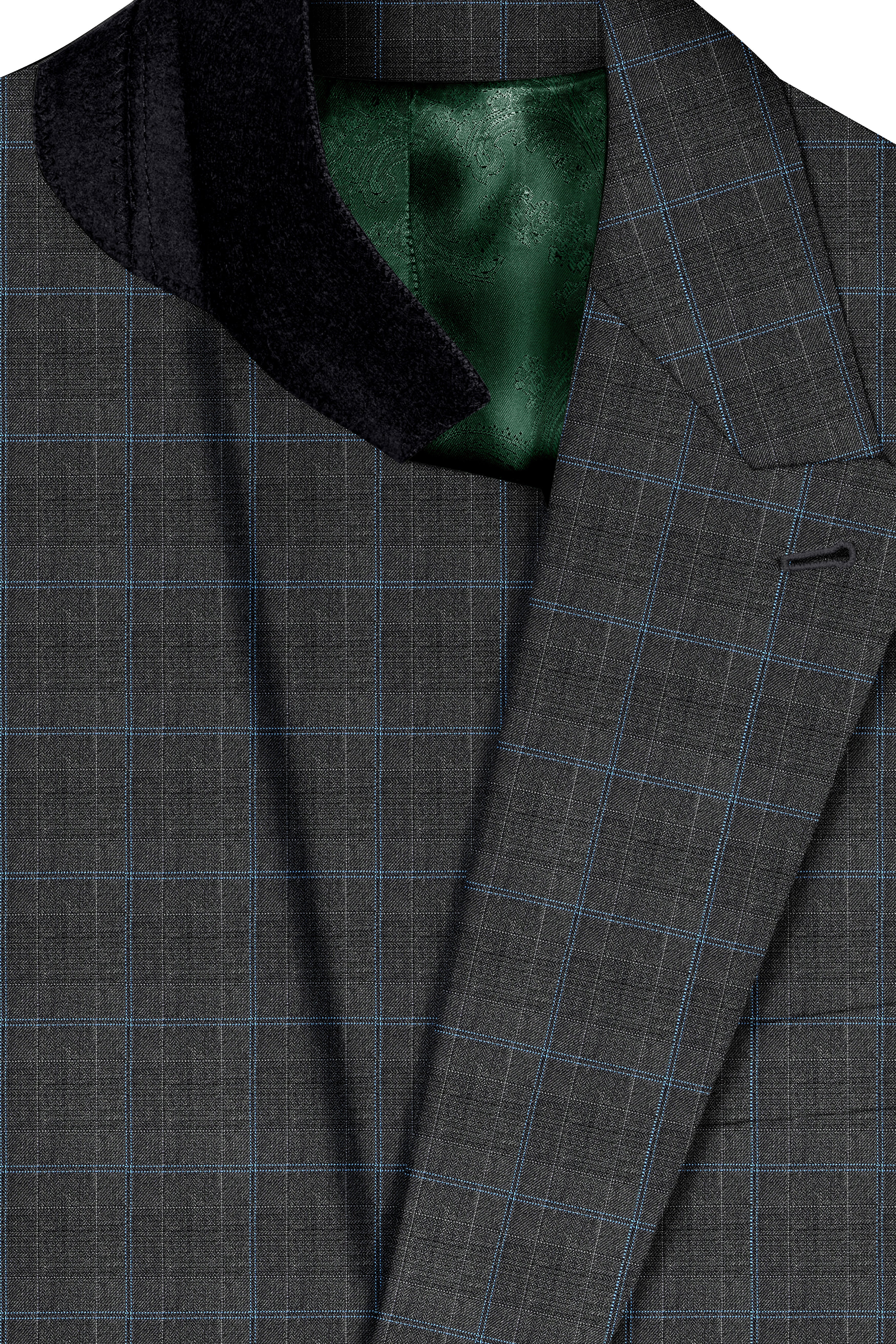 Cape Cod Gray Super fine Checkered Double Breasted Wool Rich Suit