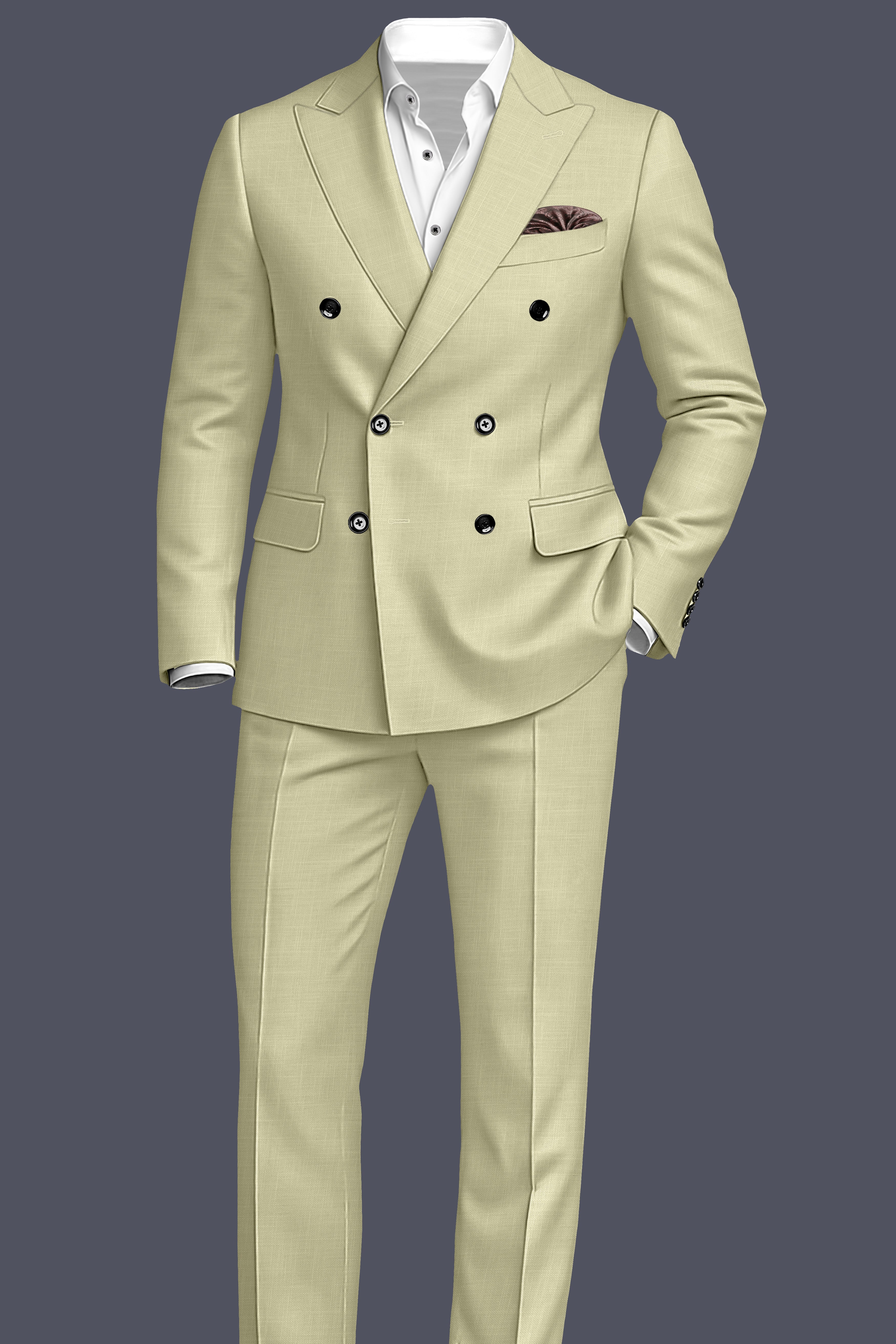 Soft Amber Double Breasted Premium Cotton Suit