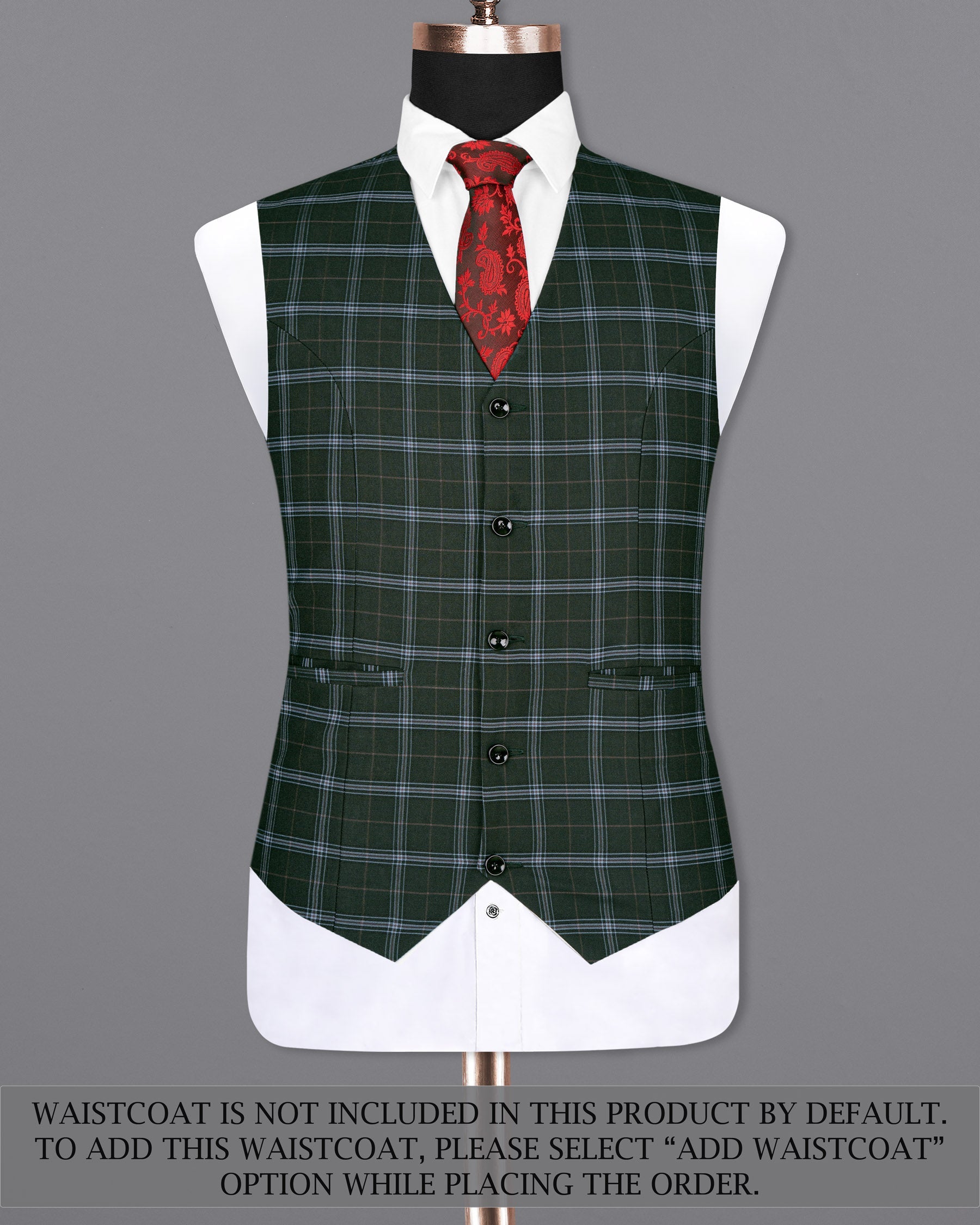 Log Cabin Green Super fine Windowpane Wool Rich Double Breasted Suit