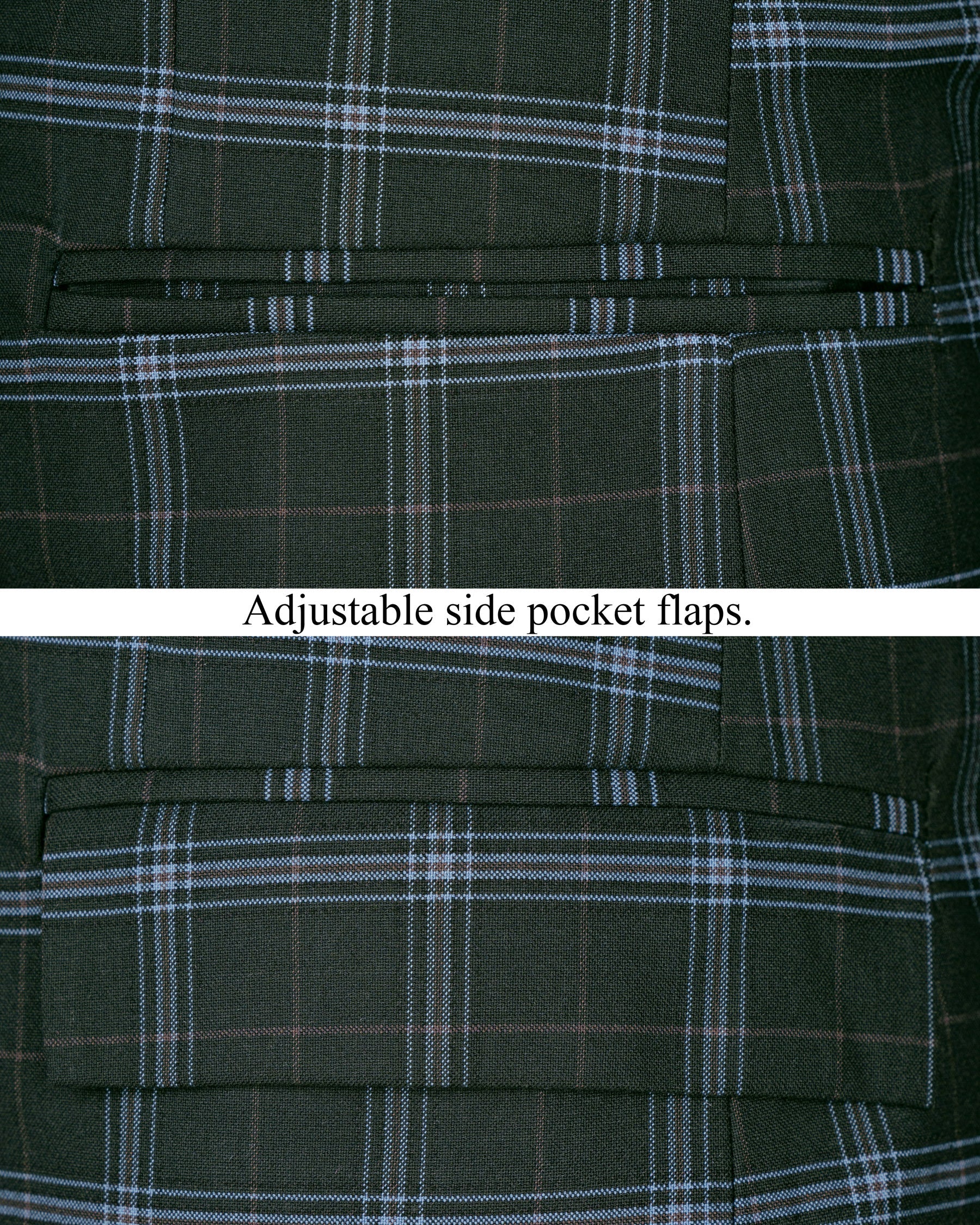 Log Cabin Green Super fine Windowpane Wool Rich Double Breasted Suit