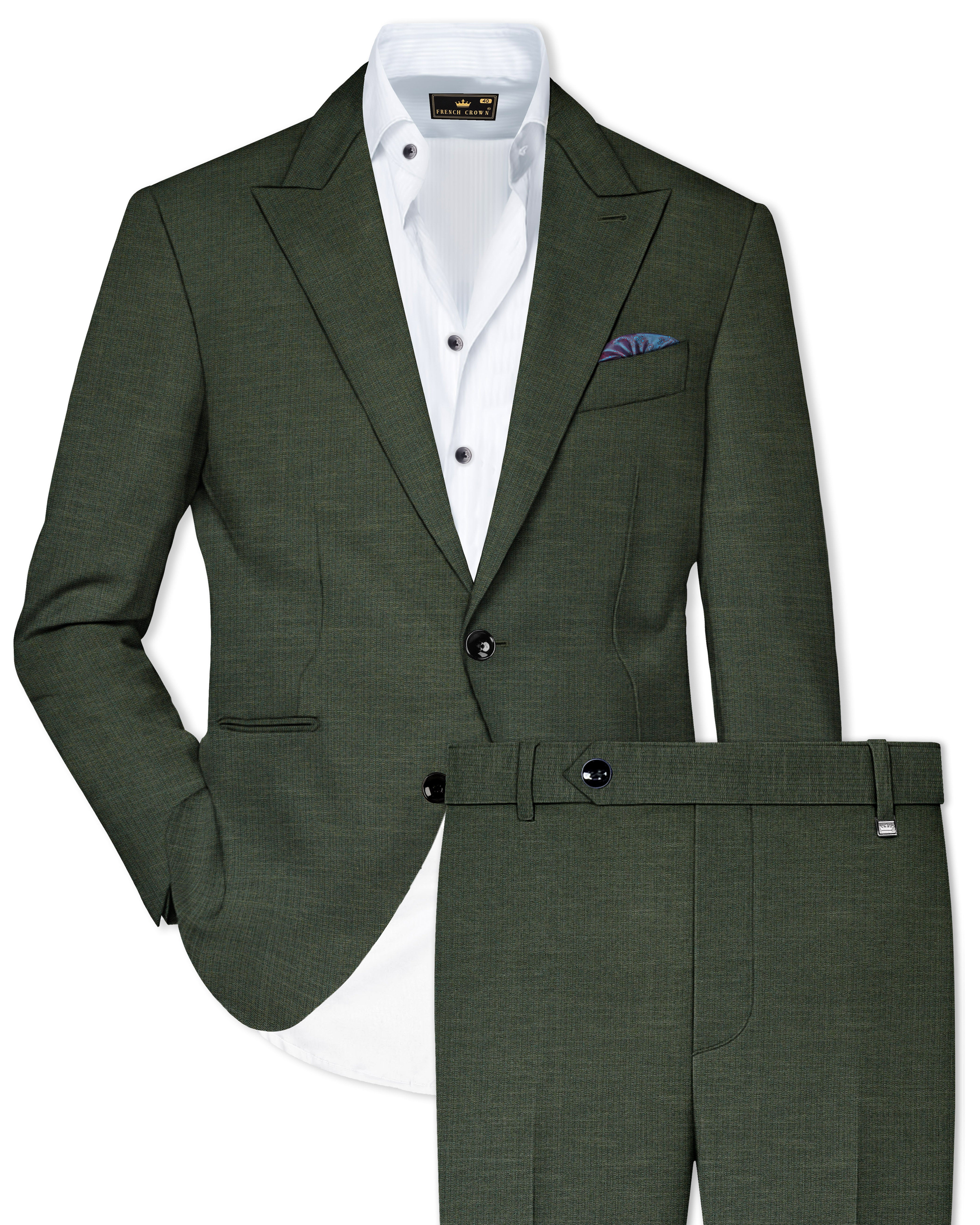Armadillo Green Solid Premium Cotton Suit