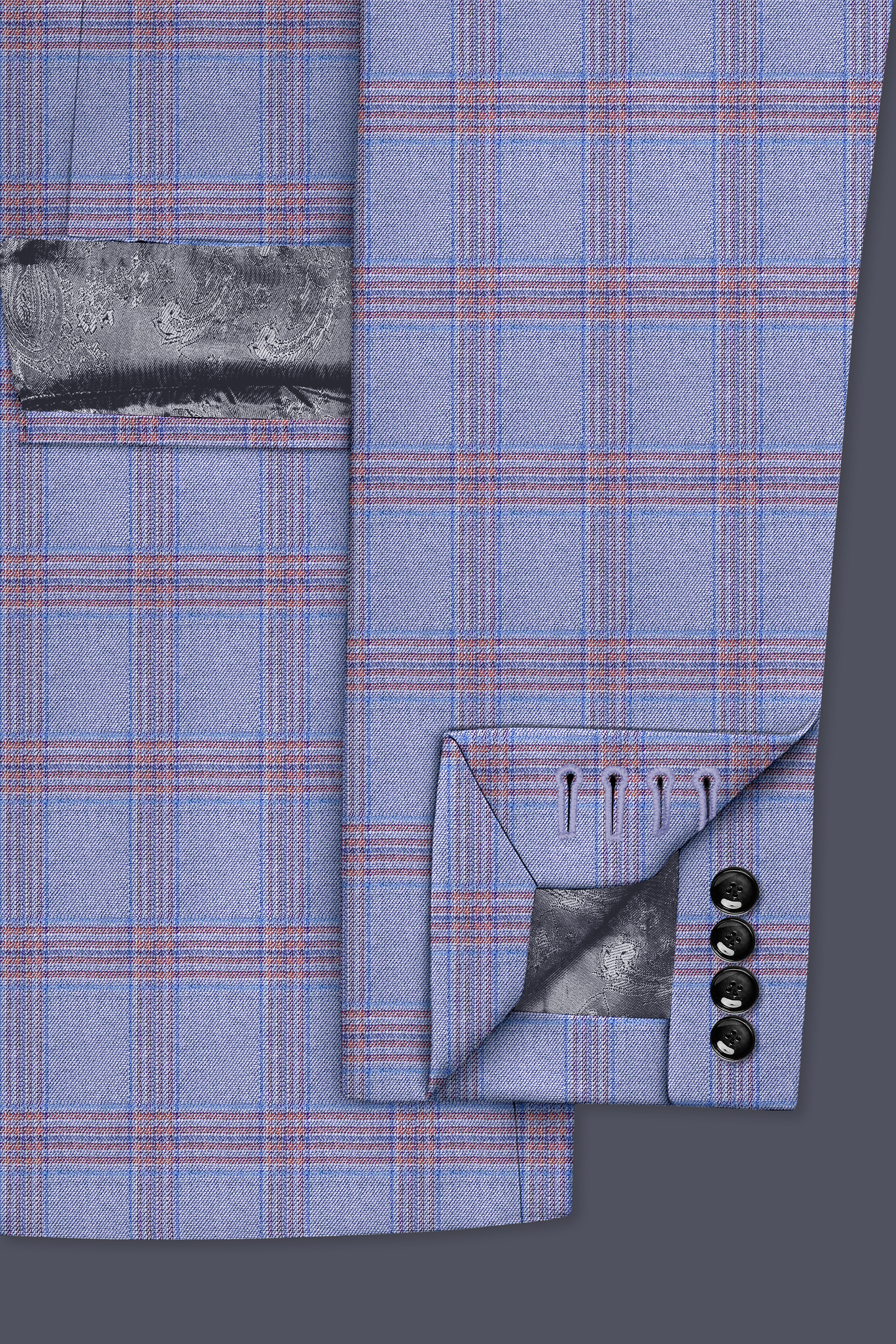 Manatee Grey Super fine Plaid Premium Cotton Suit