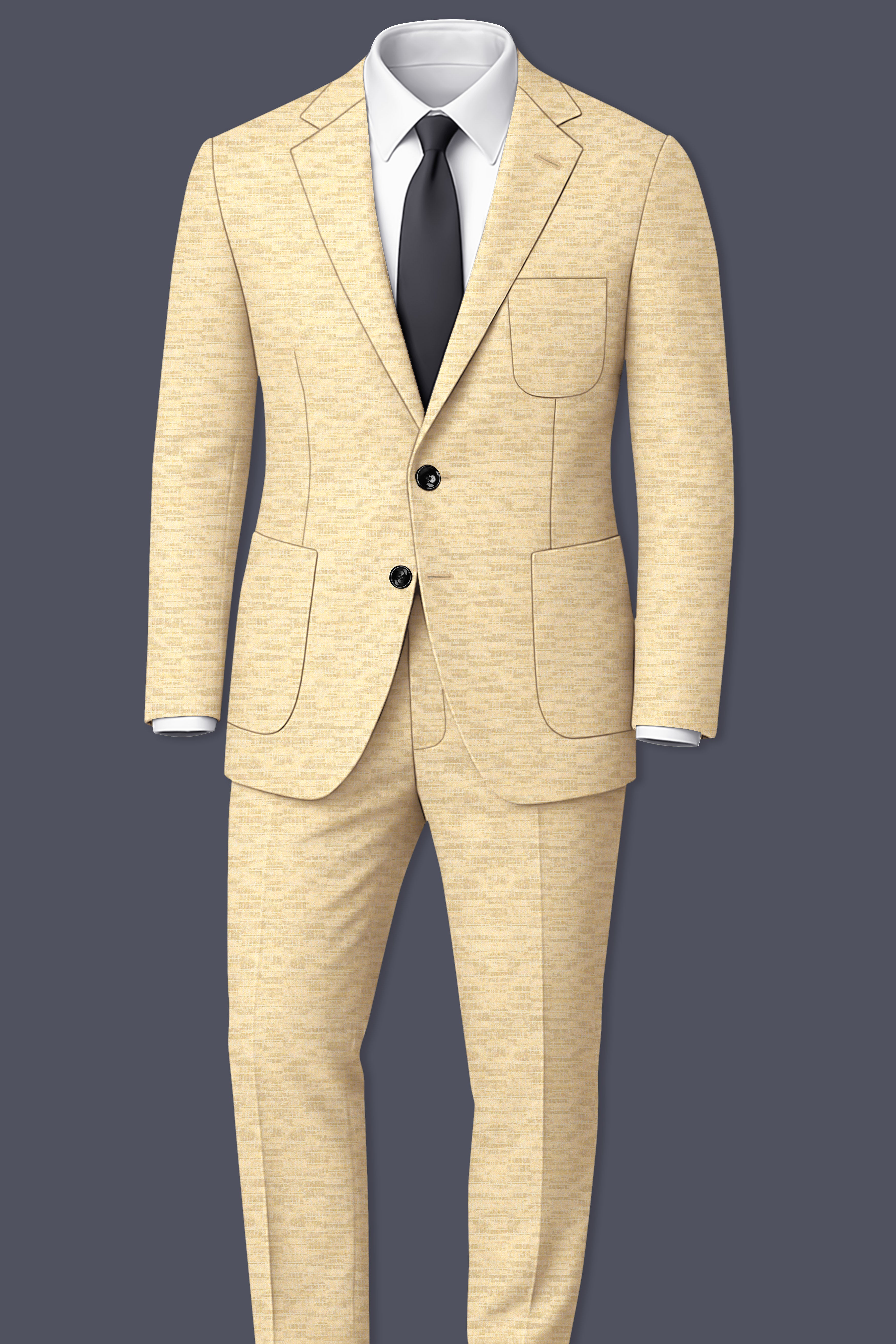Derby Yellow Textured Single Breasted Sports Suit