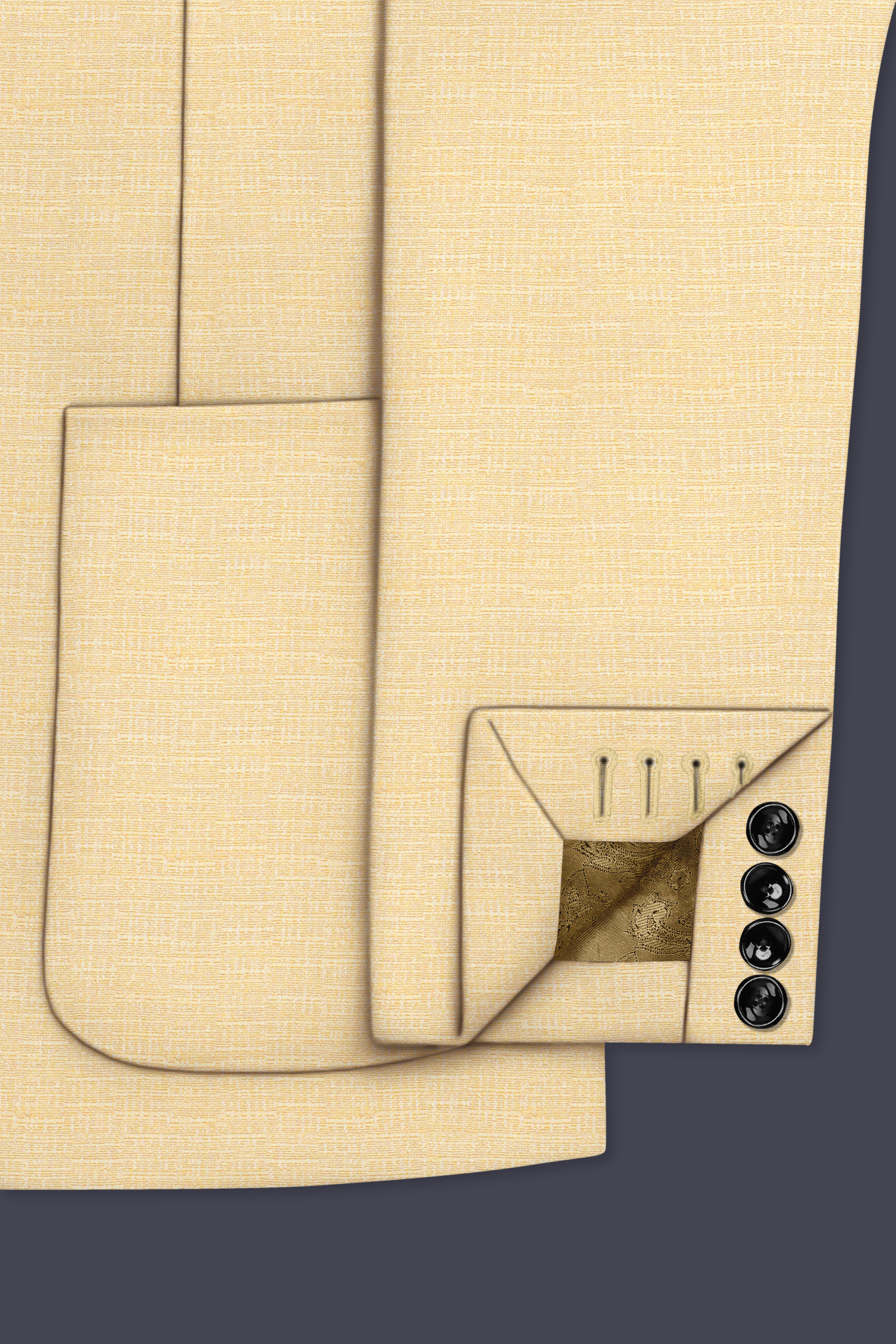 Derby Yellow Textured Single Breasted Sports Suit