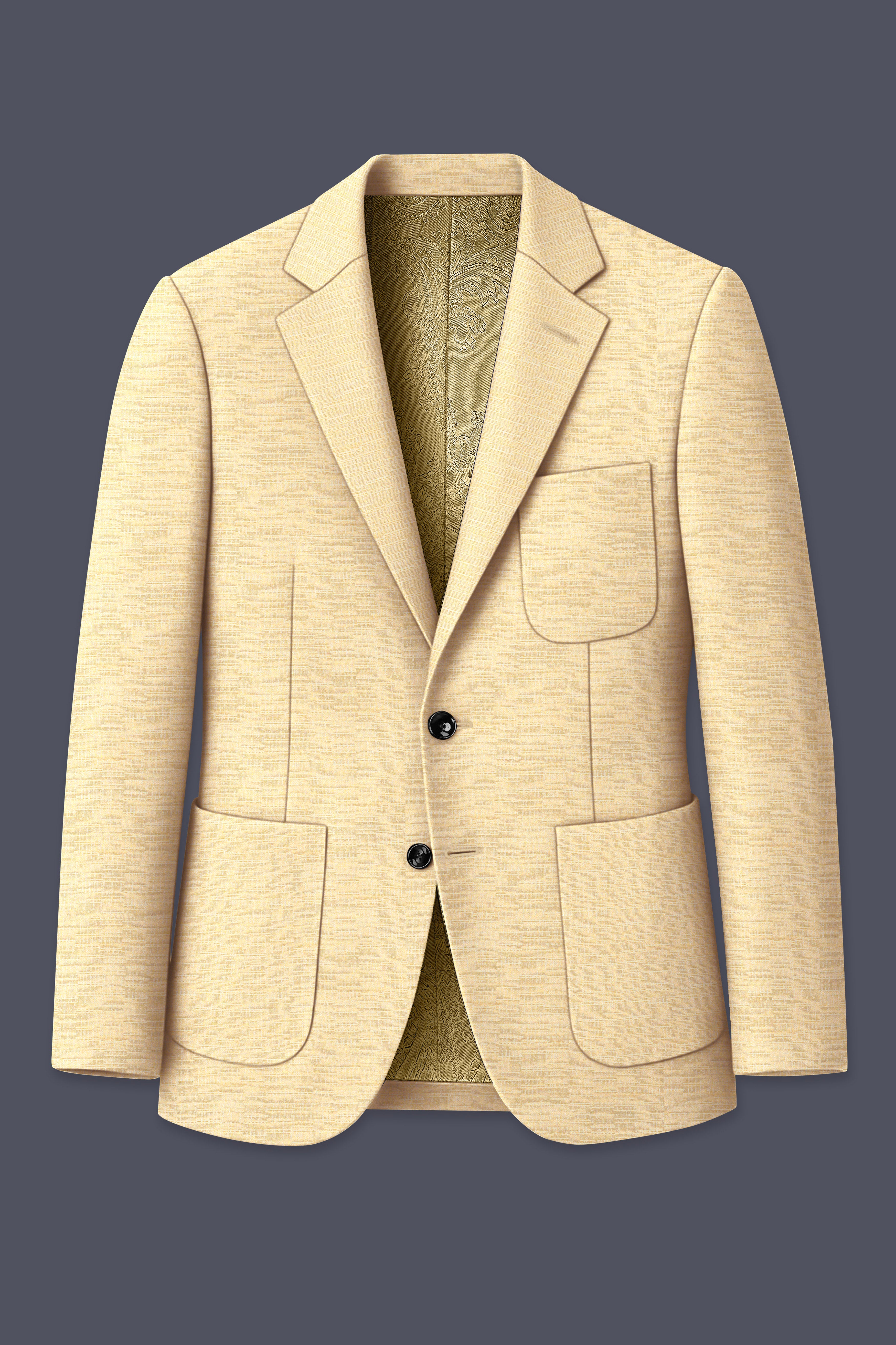 Derby Yellow Textured Single Breasted Sports Suit