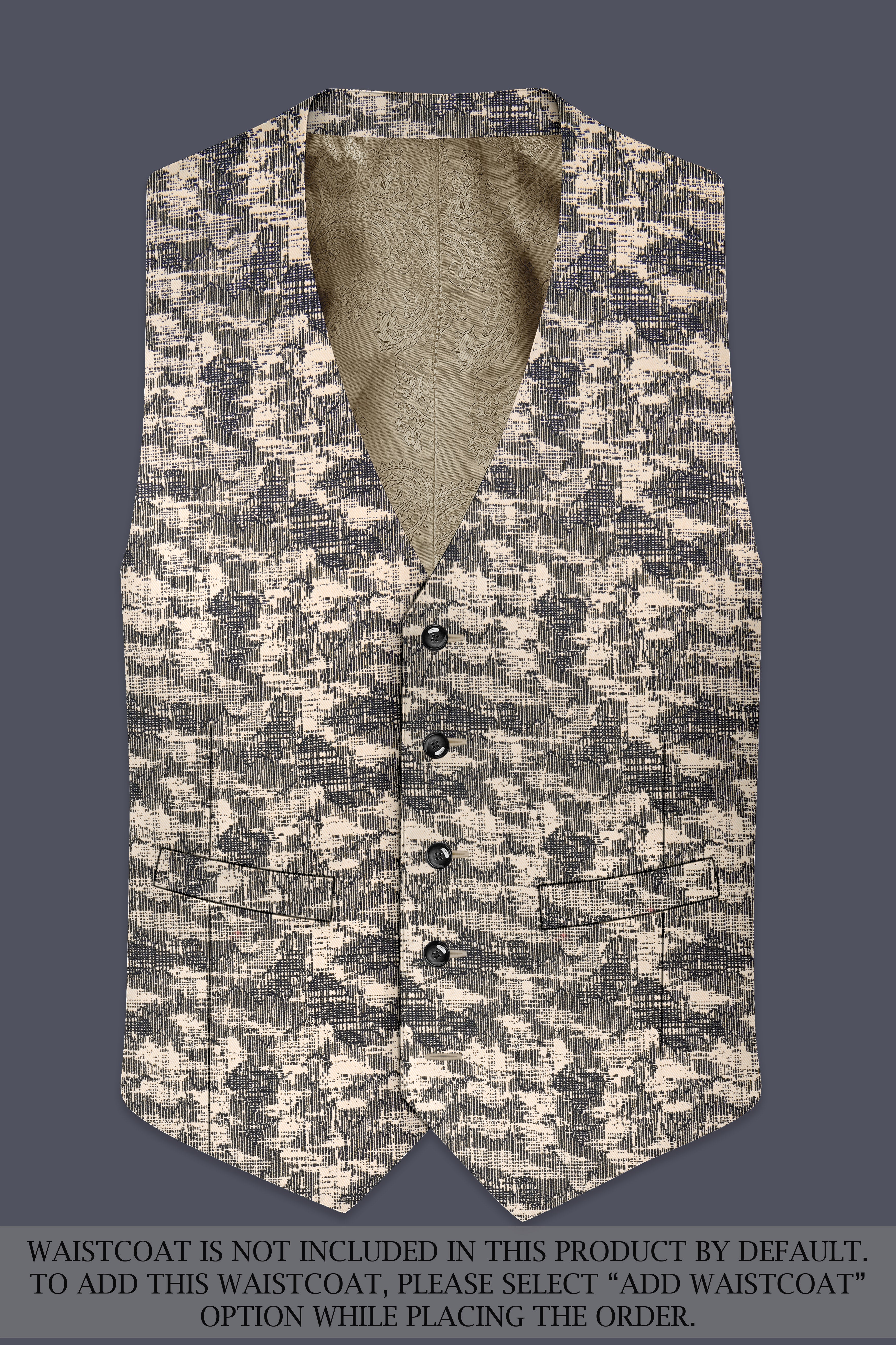 Bastille and Champagne Beige Abstract Print Designer Suit